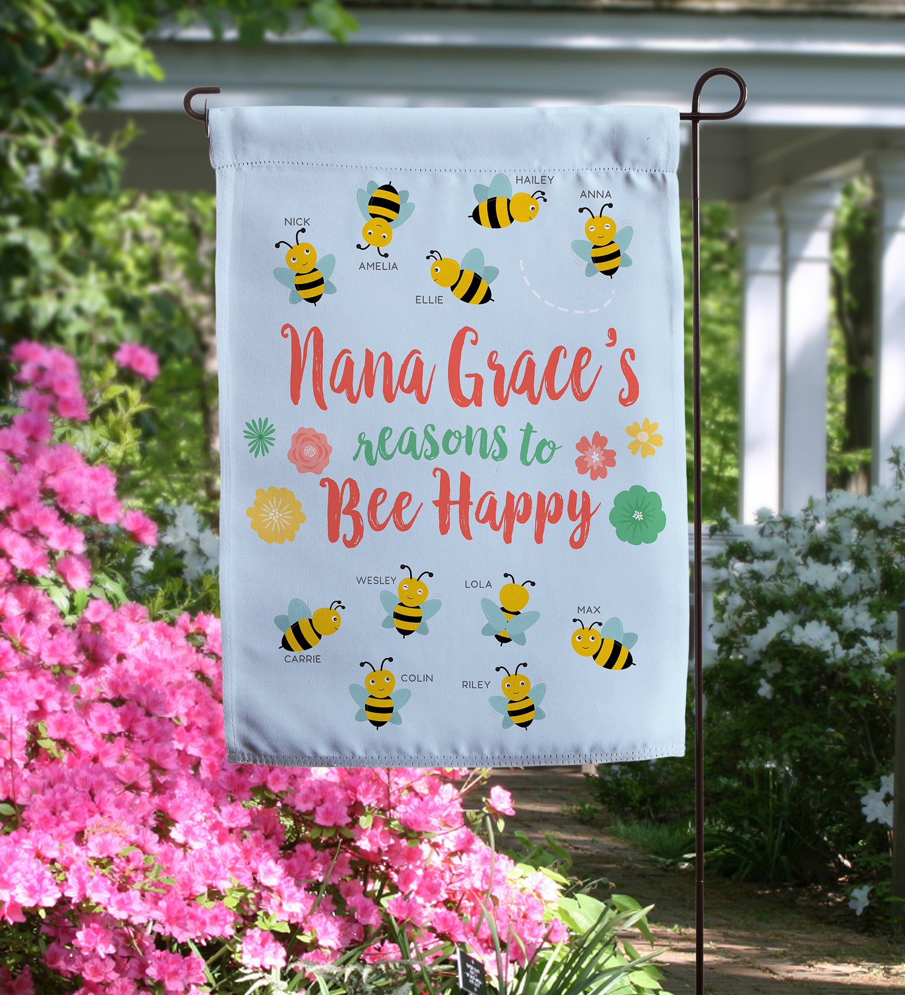 Bee Happy Personalized Garden Flag