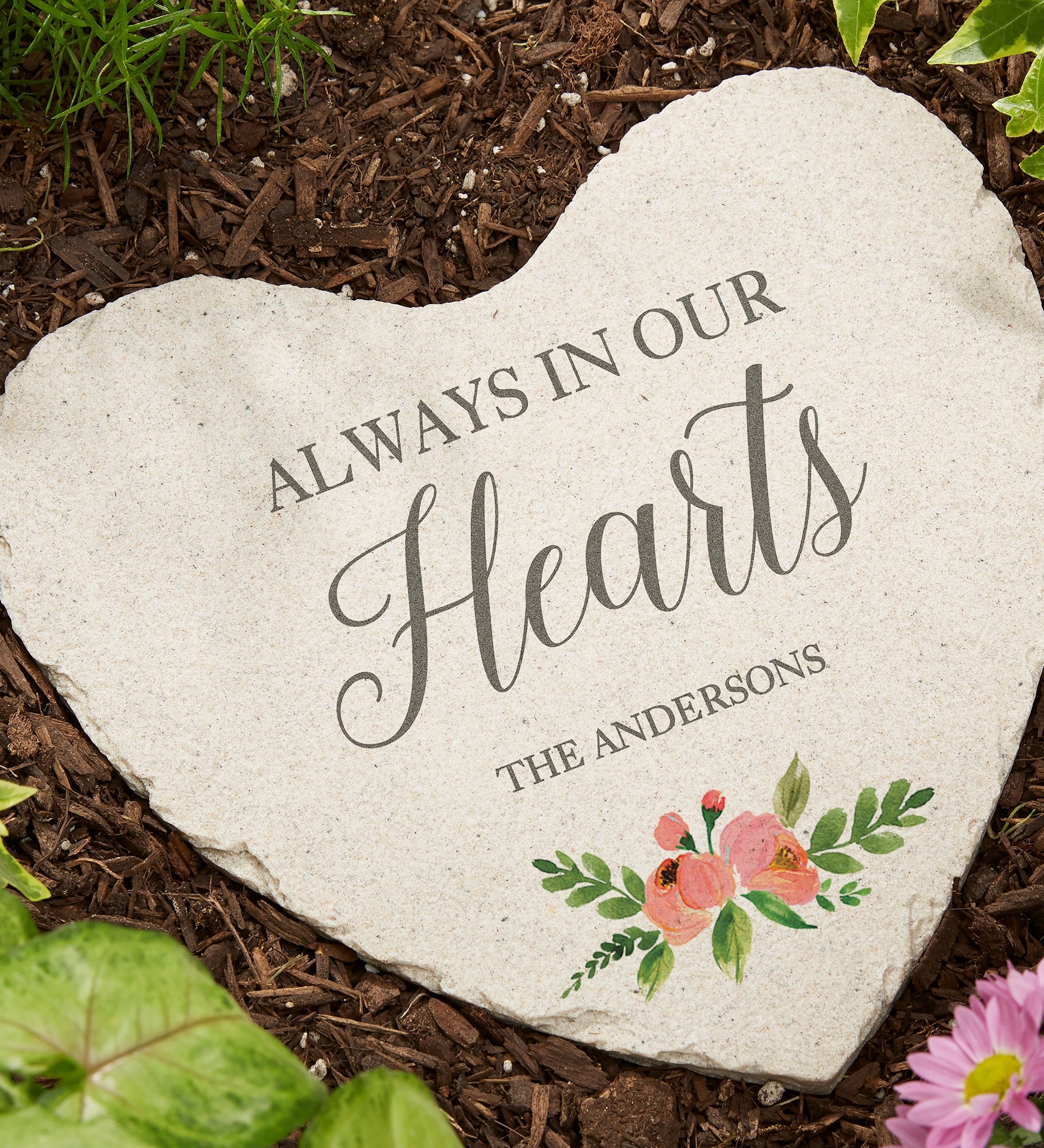Memorial Garden Personalized Heart Garden Stones