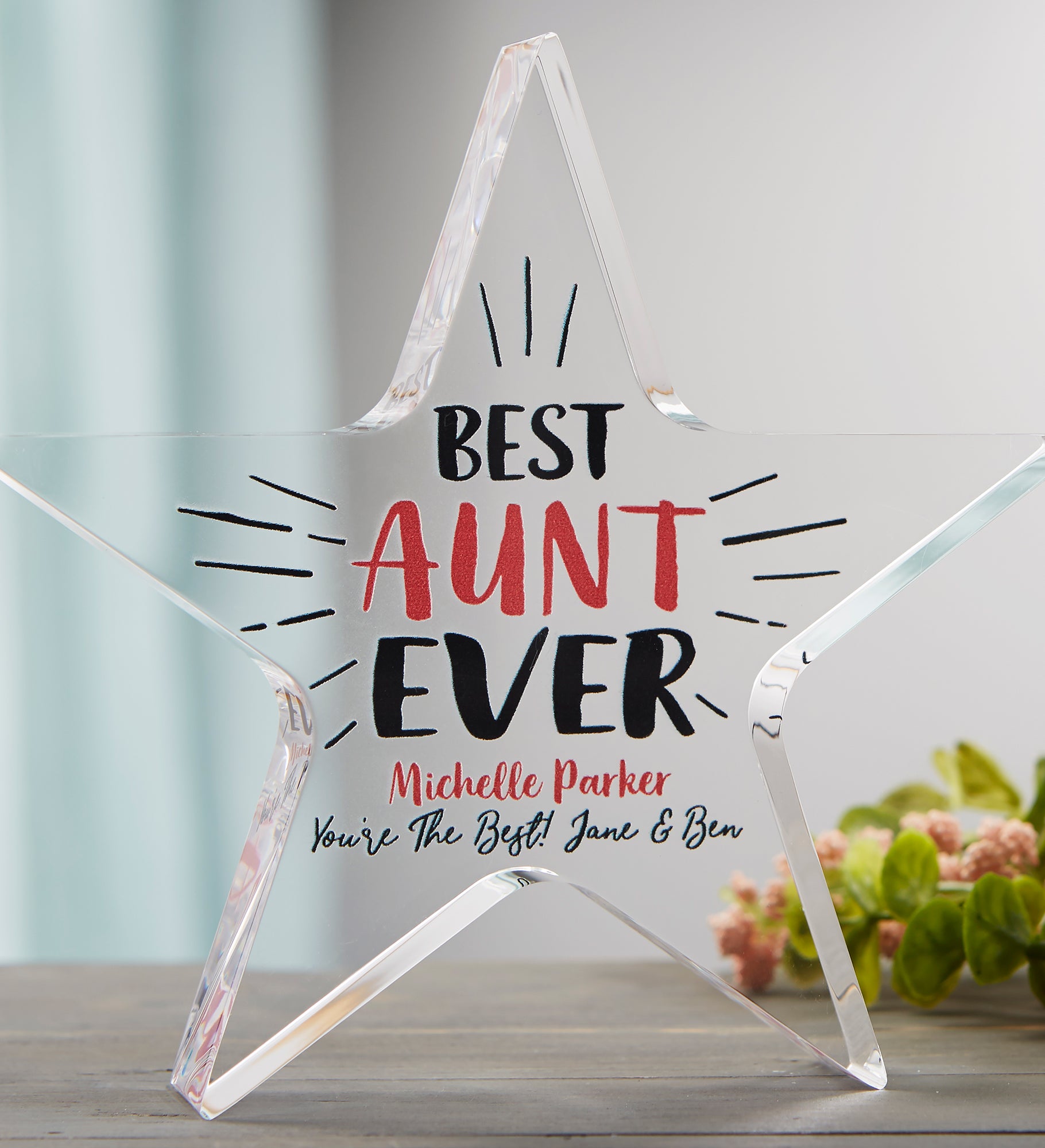 Best Aunt Ever Personalized Colored Star Award