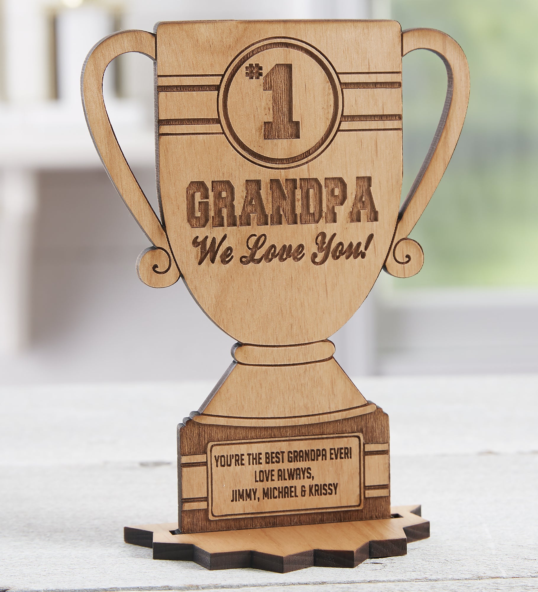 #1 Grandpa Personalized Trophy Wood Keepsake