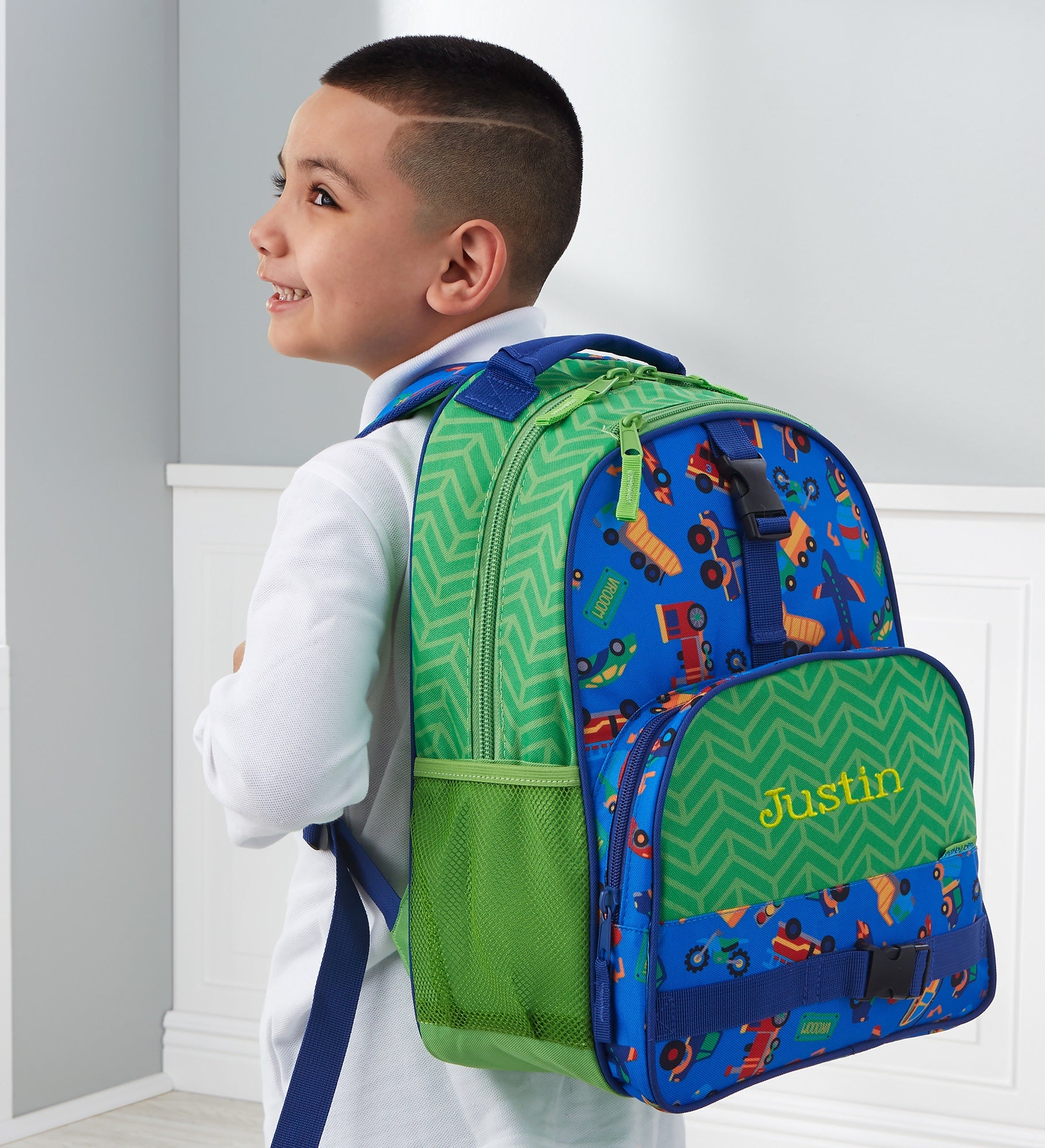 Transportation Embroidered All Over Print Backpack by Stephen Joseph