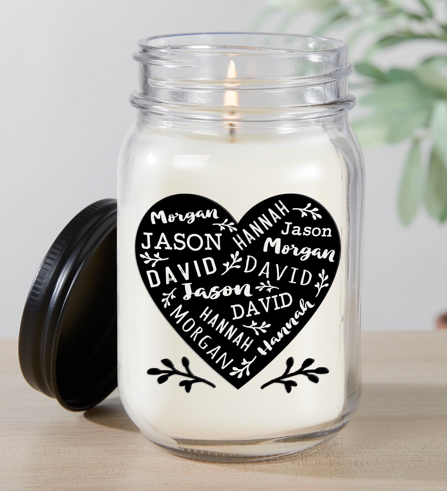 Farmhouse Heart Personalized Candle Jar