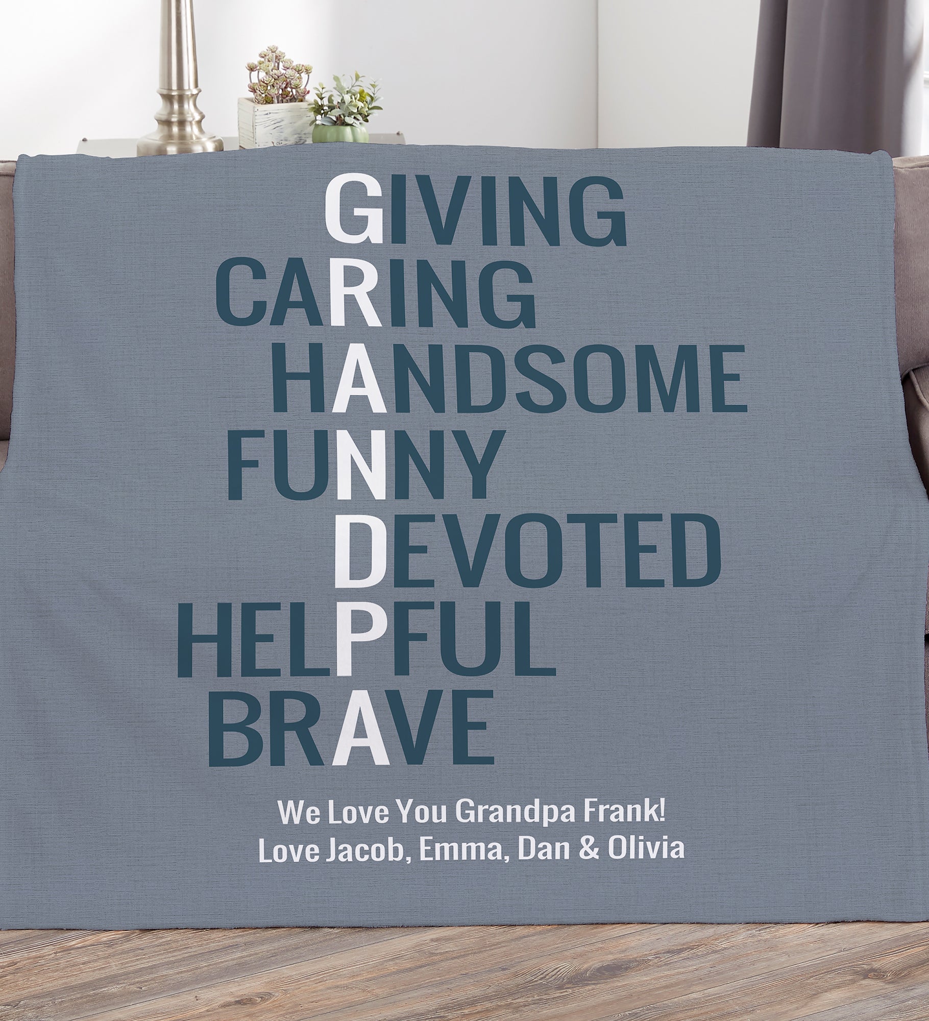 Grandpa Acronym Personalized Blanket