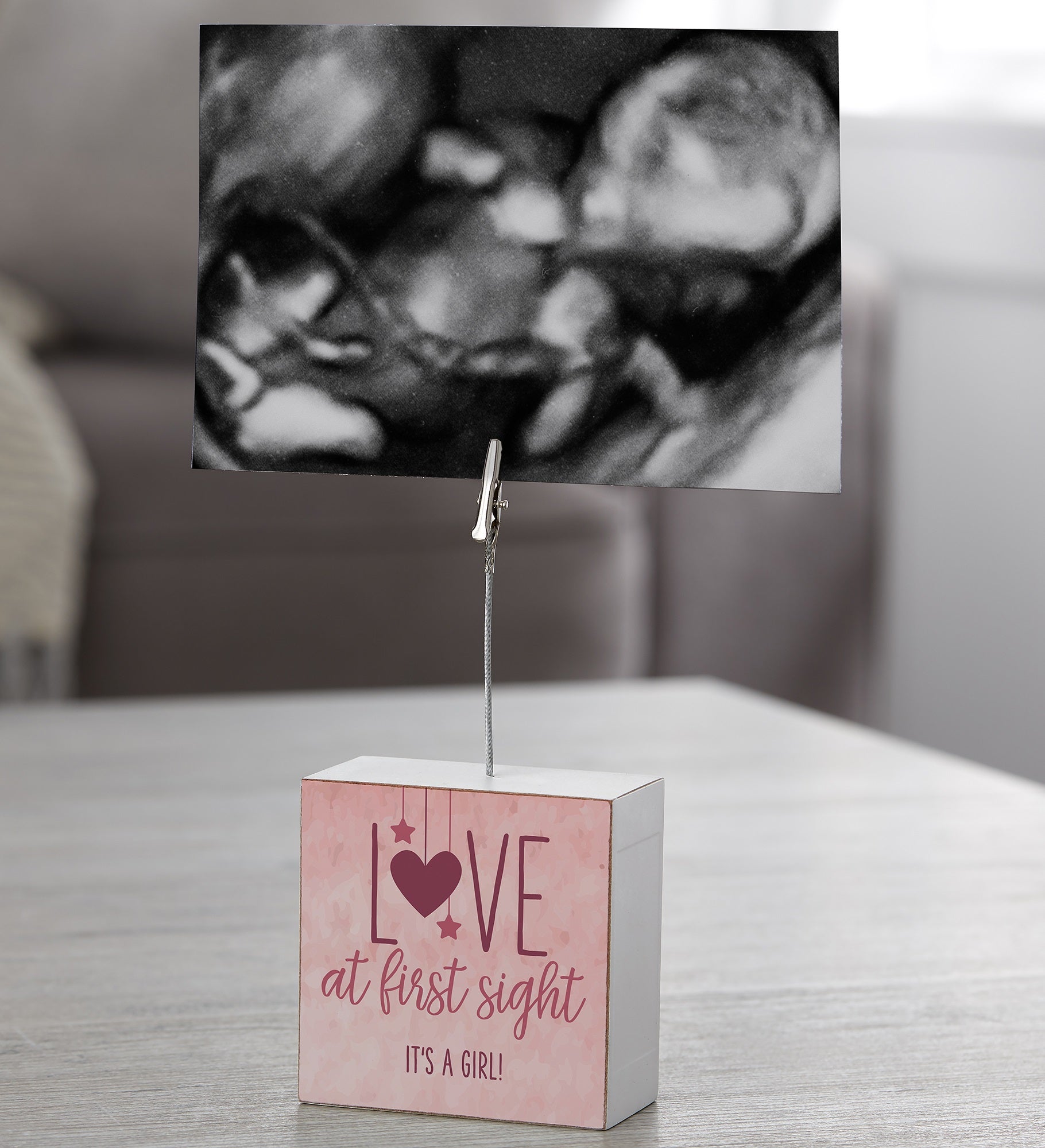 Sonogram Photo Personalized Photo Clip Holder Block 