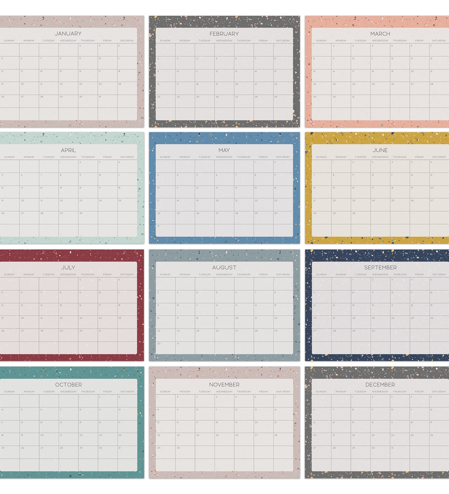 Terrazzo Personalized Photo Wall Calendar