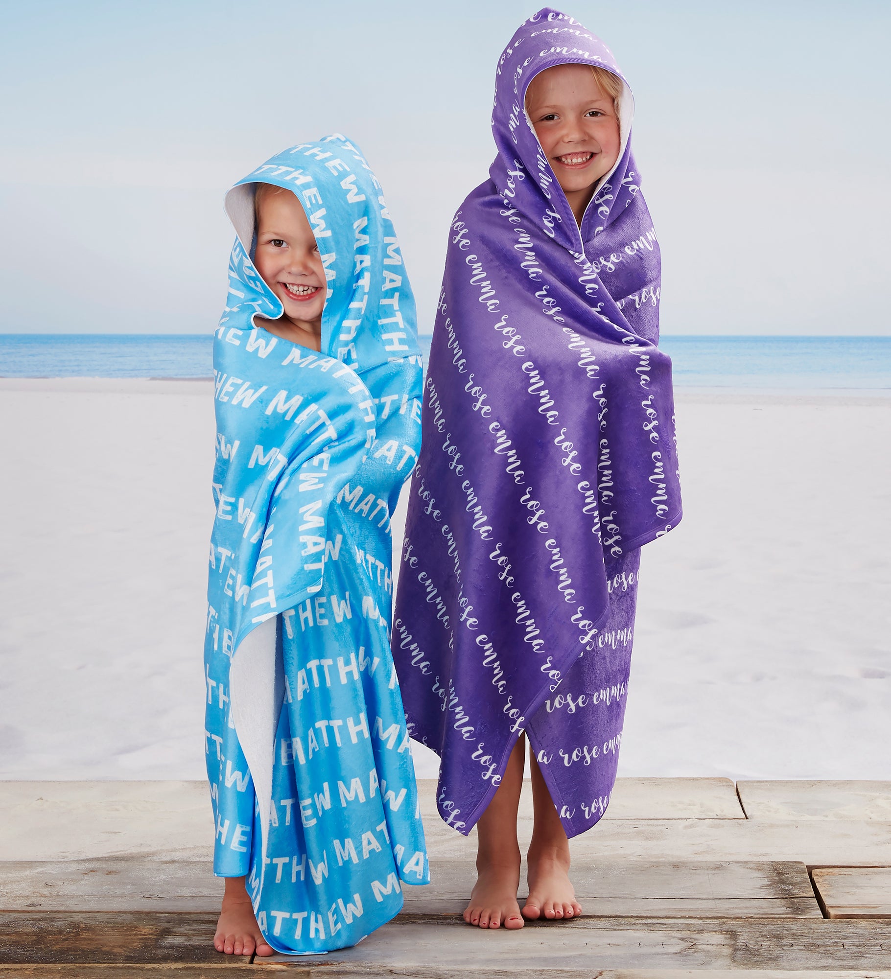 Playful Name Personalized Kids Hooded Beach & Pool Towel