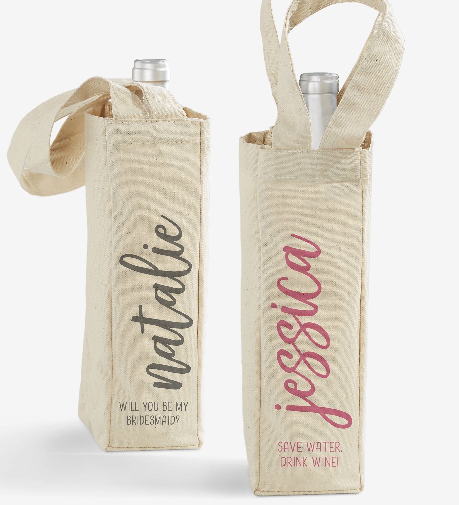 Scripty Style Personalized Wine Tote Bag