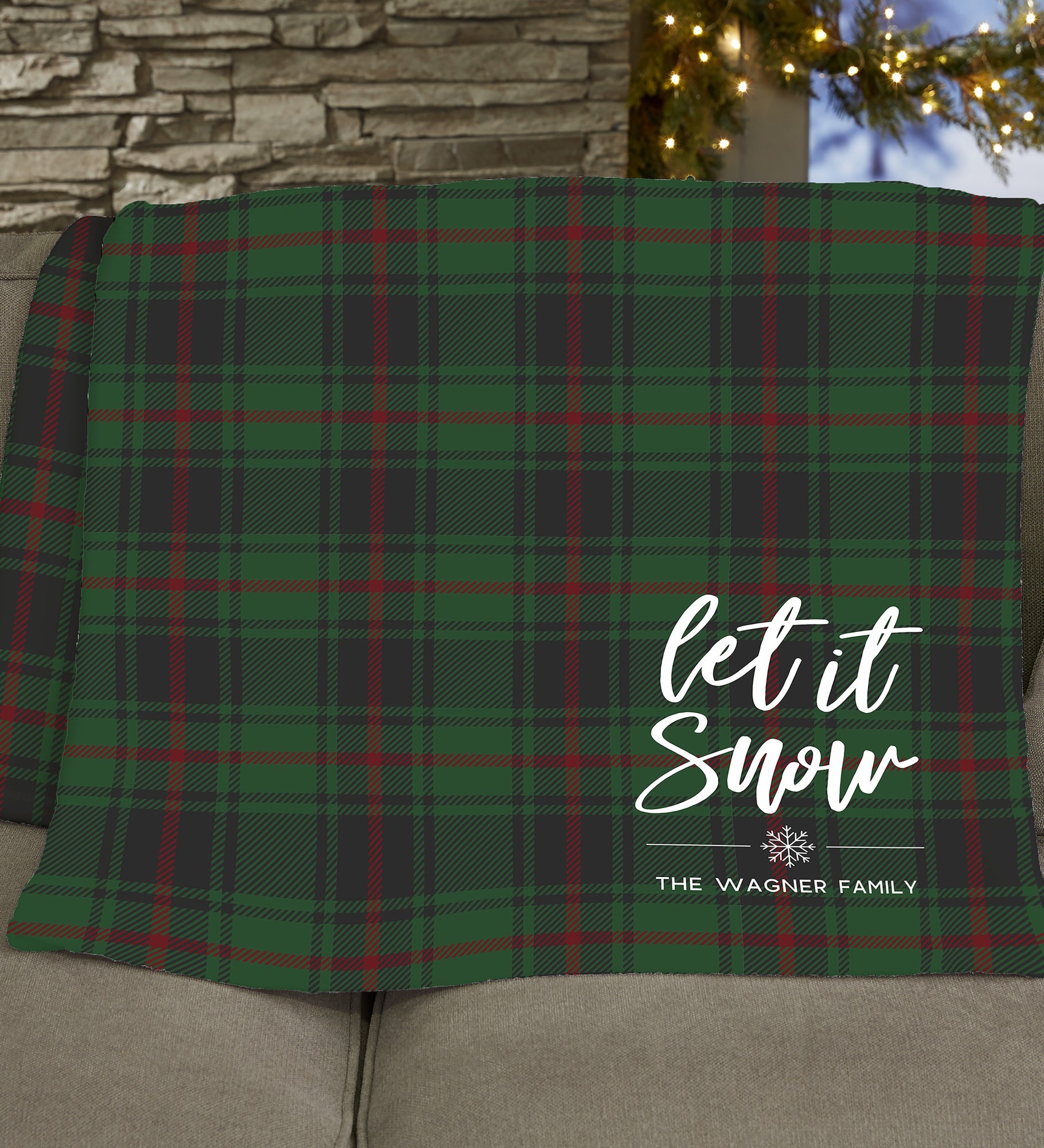 Christmas Plaid Personalized Blanket