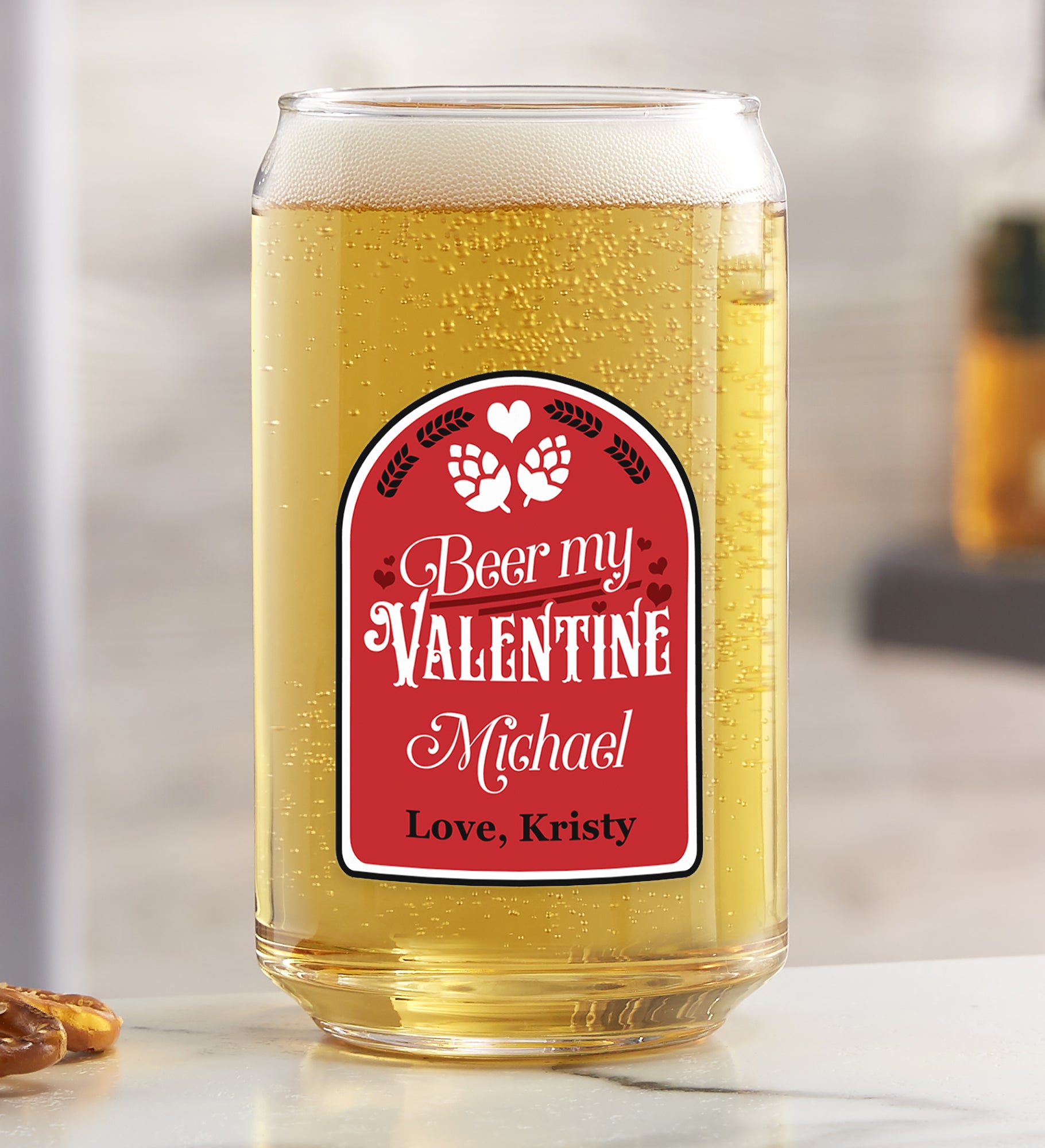 Beer My Valentine Personalized Beer Glasses