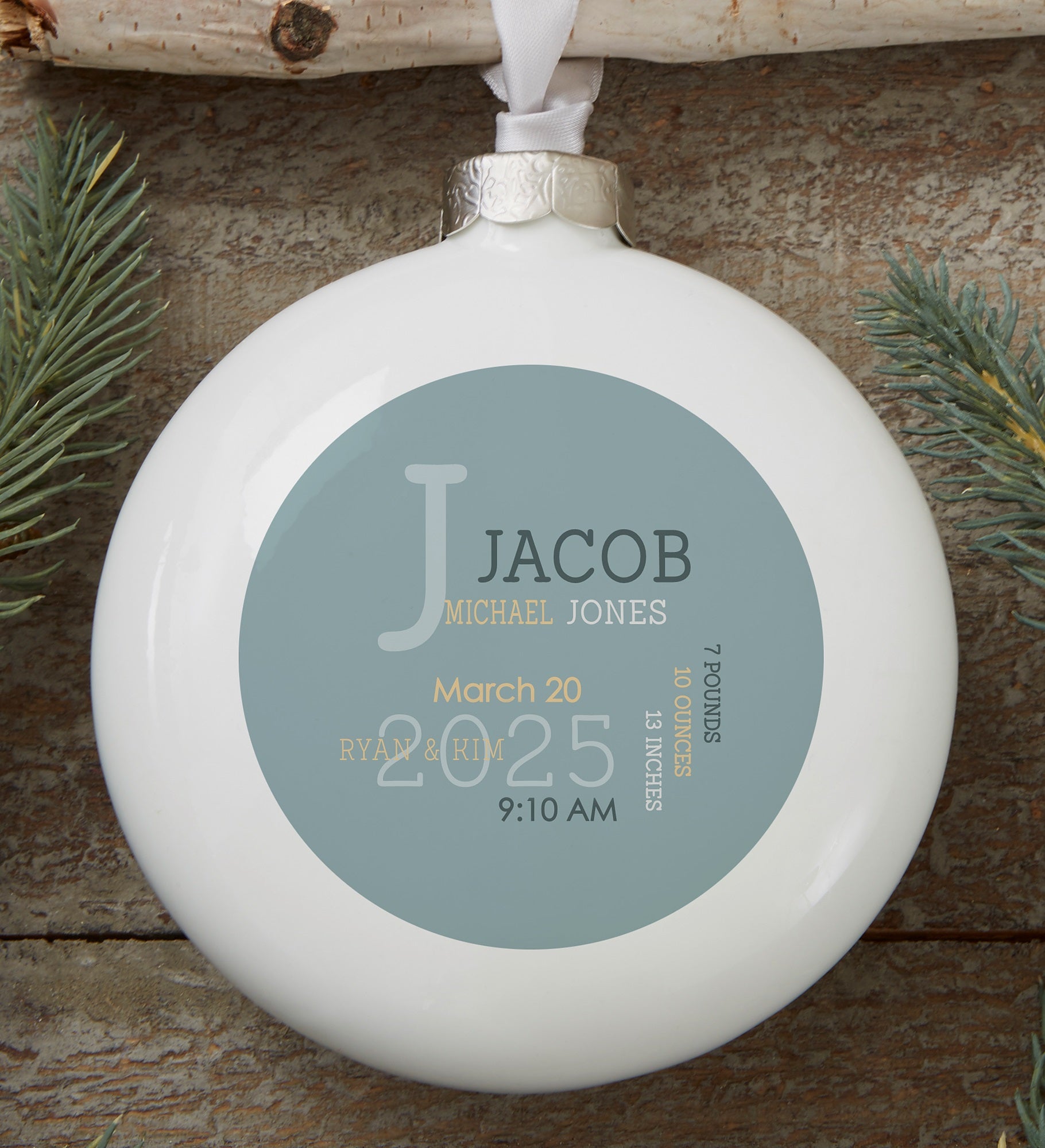 Modern All About Baby Boy Personalized Ornament