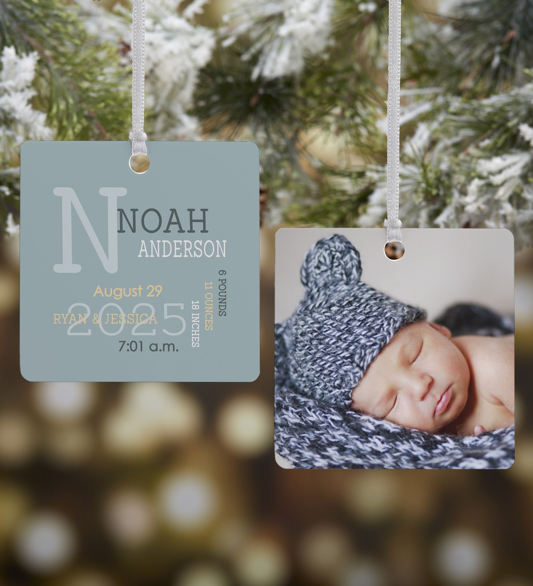 Modern All About Baby Boy Personalized Ornament