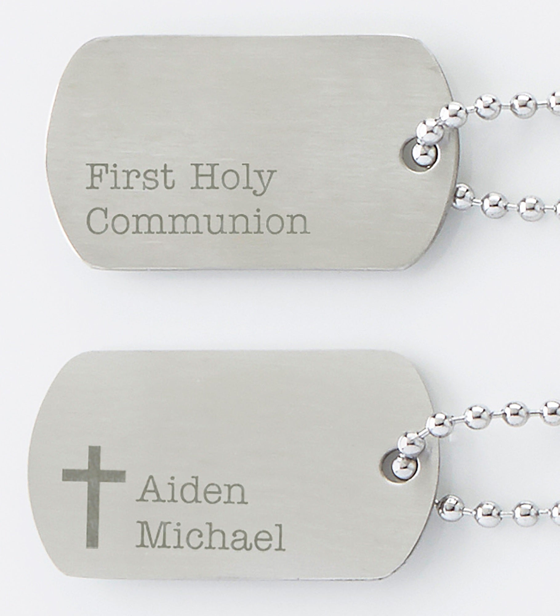 First Communion Personalized Dog Tag Set 