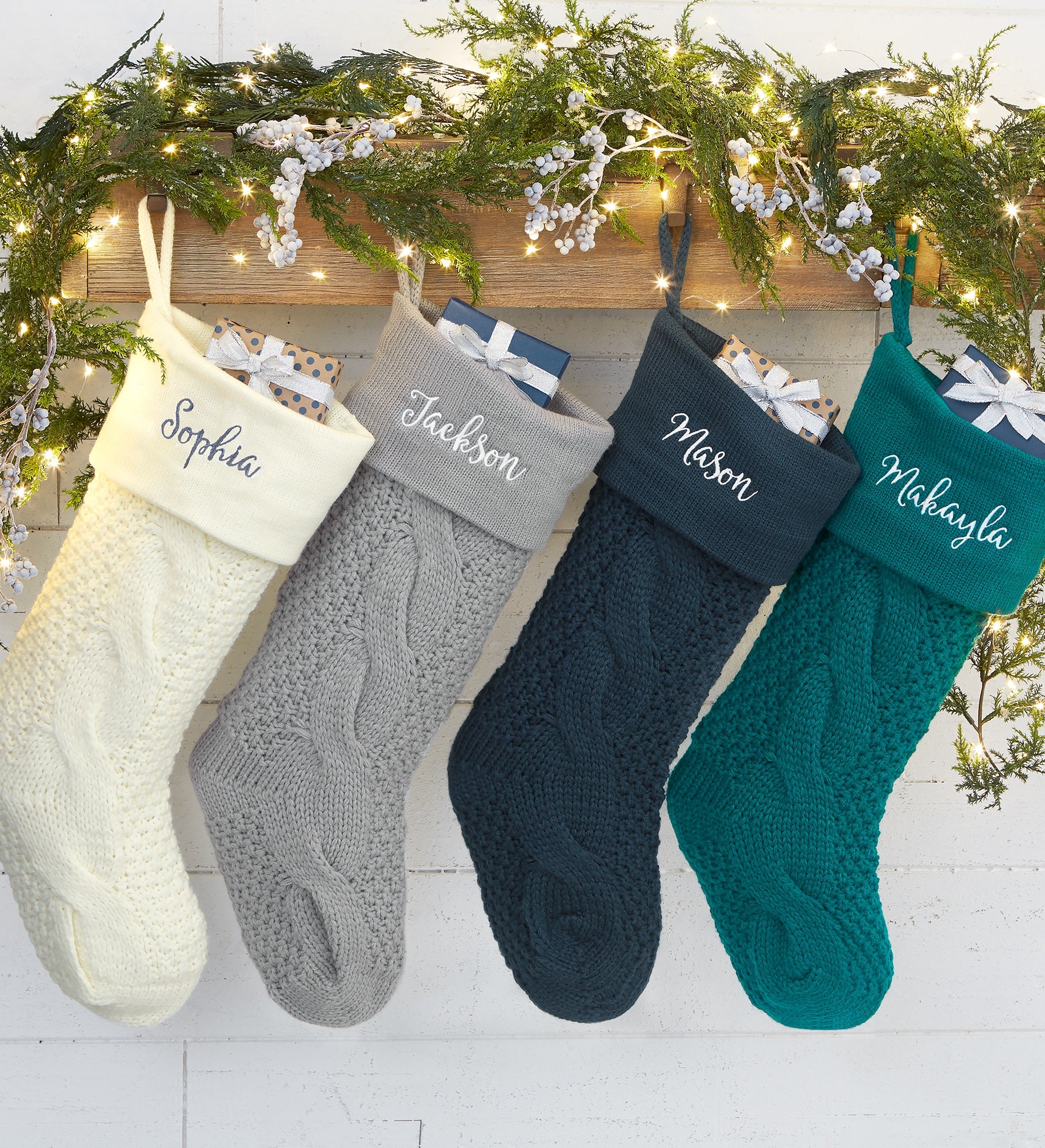 Modern Cable Knit Personalized Christmas Stocking
