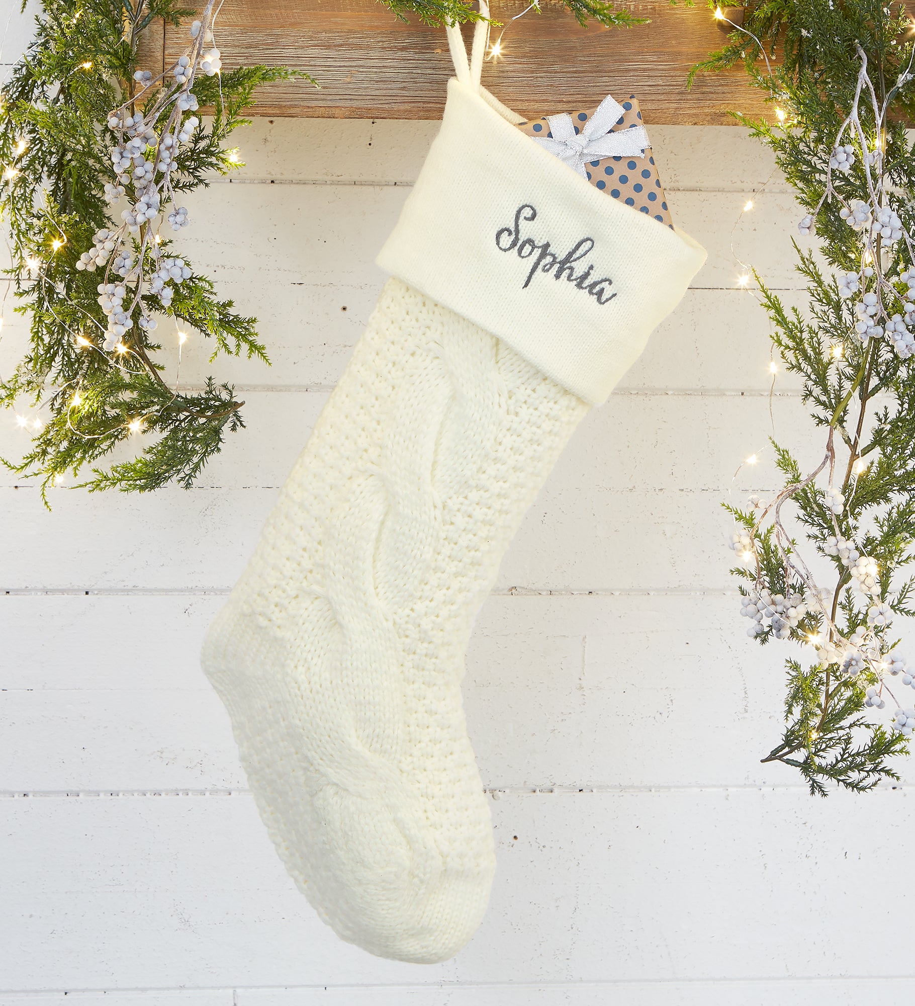 Modern Cable Knit Personalized Christmas Stocking