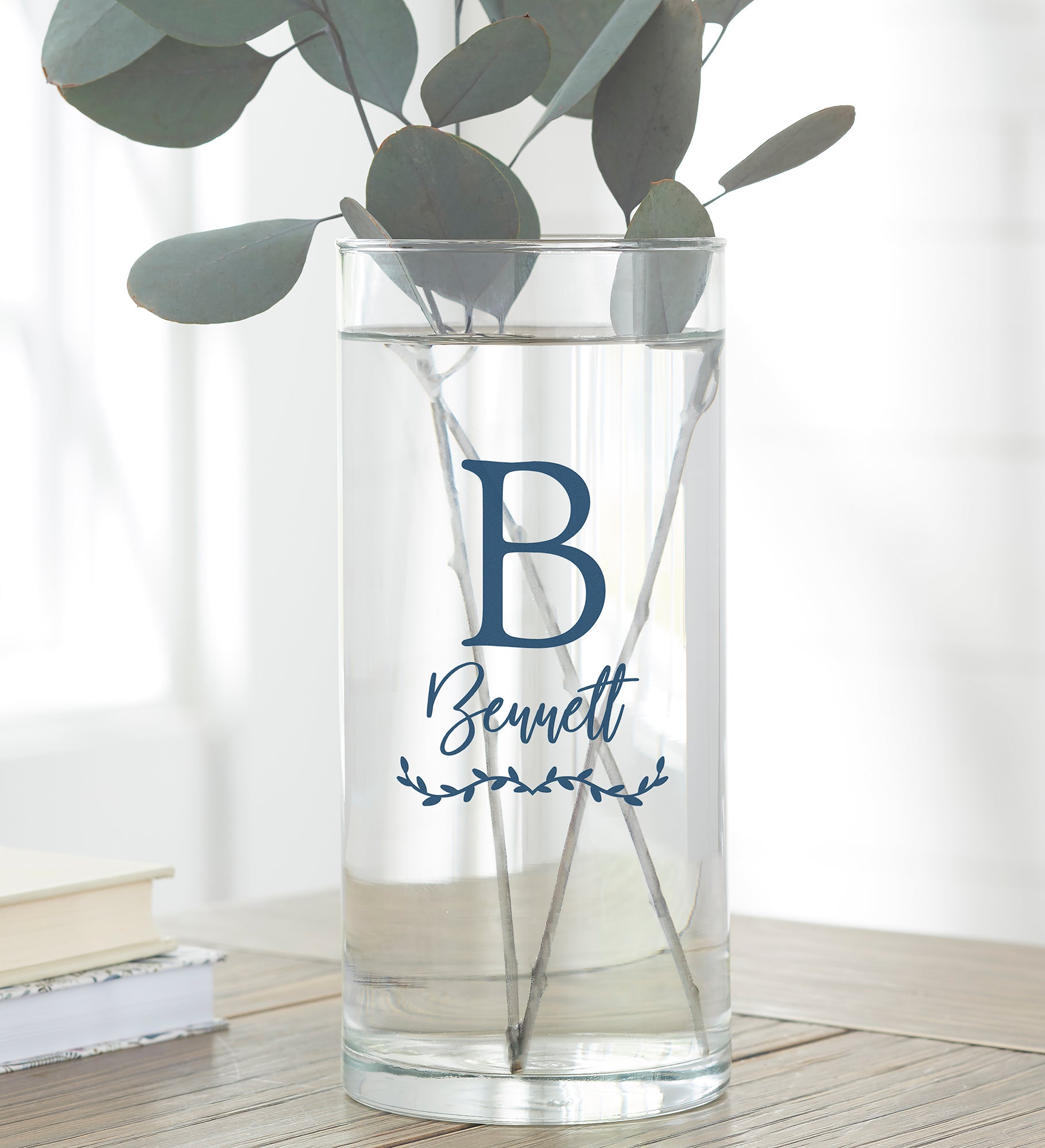 Family Initial Personalized Cylinder Glass Vase