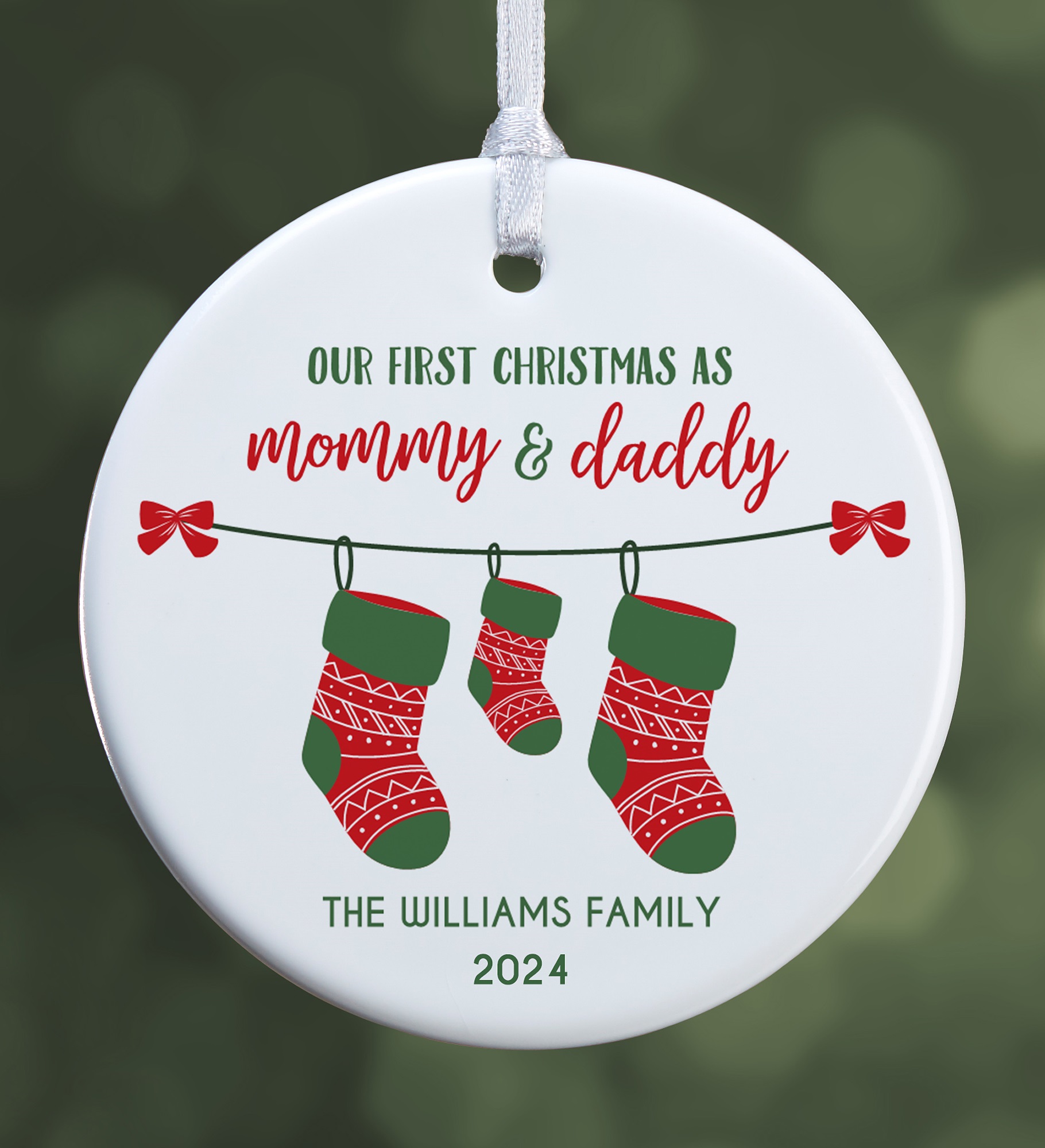 First Christmas as Parents Stockings Personalized Ornament