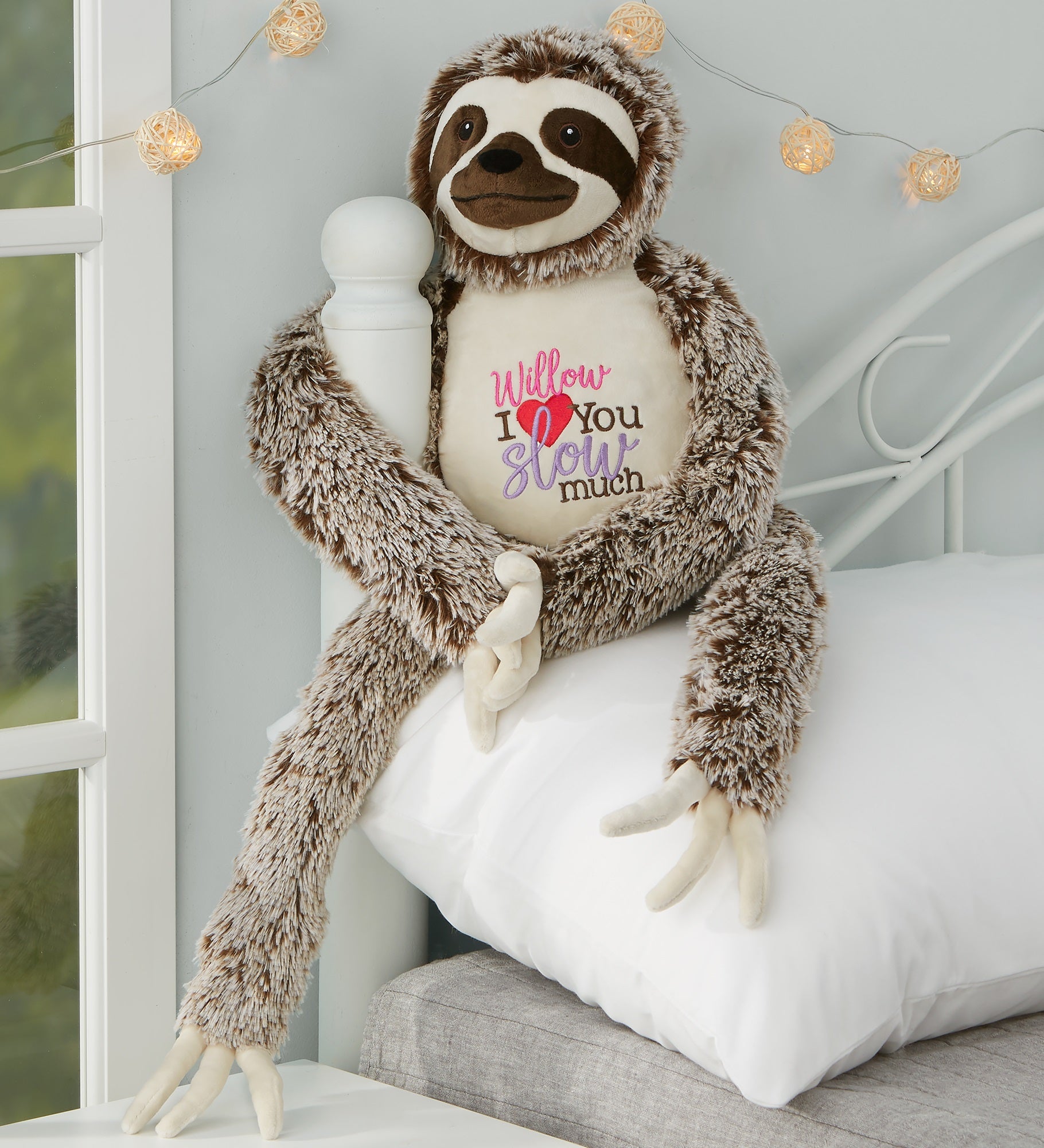 I Love You Slow Much Personalized Long Legged Sloth Stuffed Animal