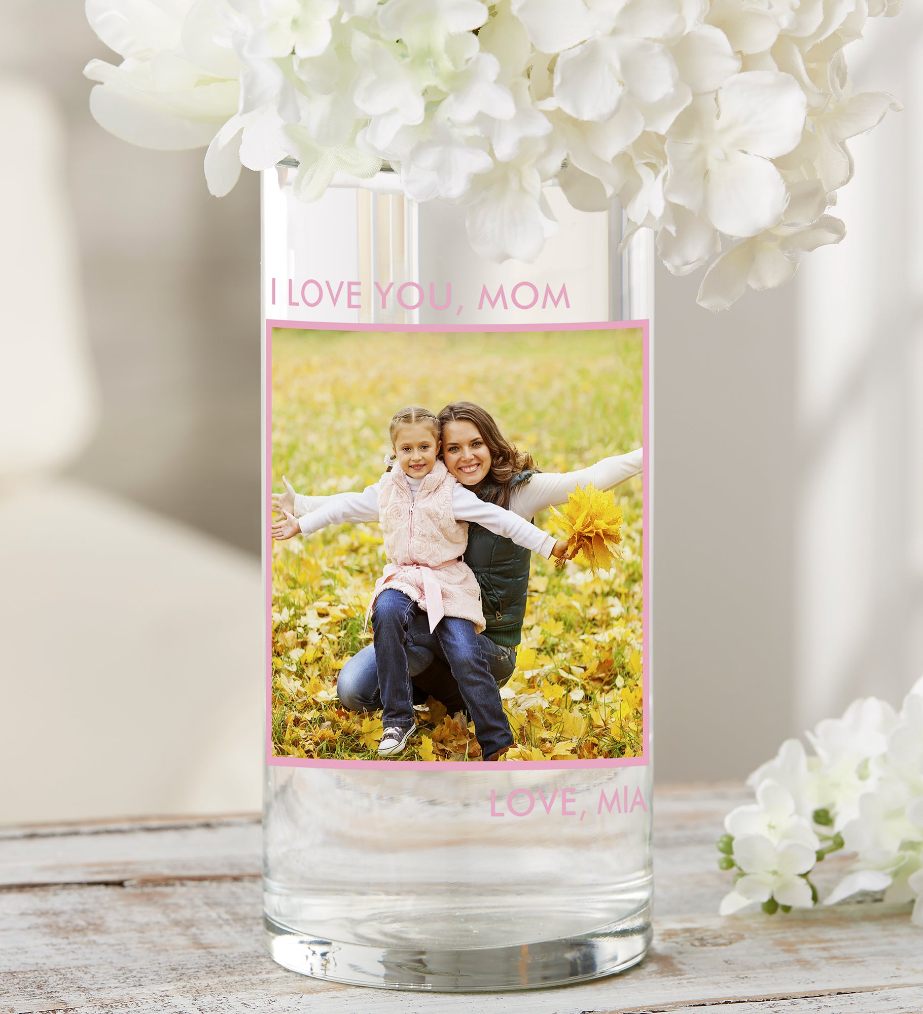 Picture Perfect Personalized Photo Cylinder Glass Vase for Mom