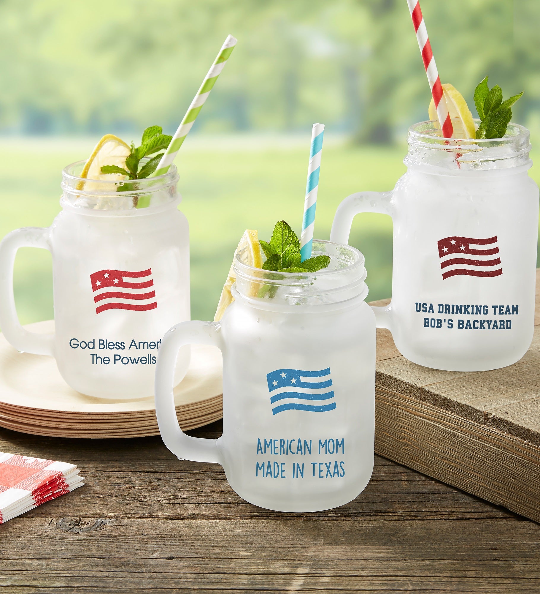 Choose Your Icon Personalized Patriotic Frosted Mason Jar Glass