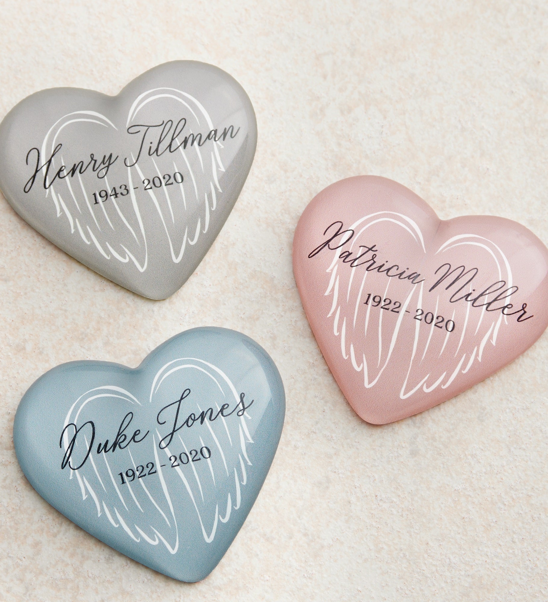 On Angels Wings Personalized Memorial Mini Heart Keepsake