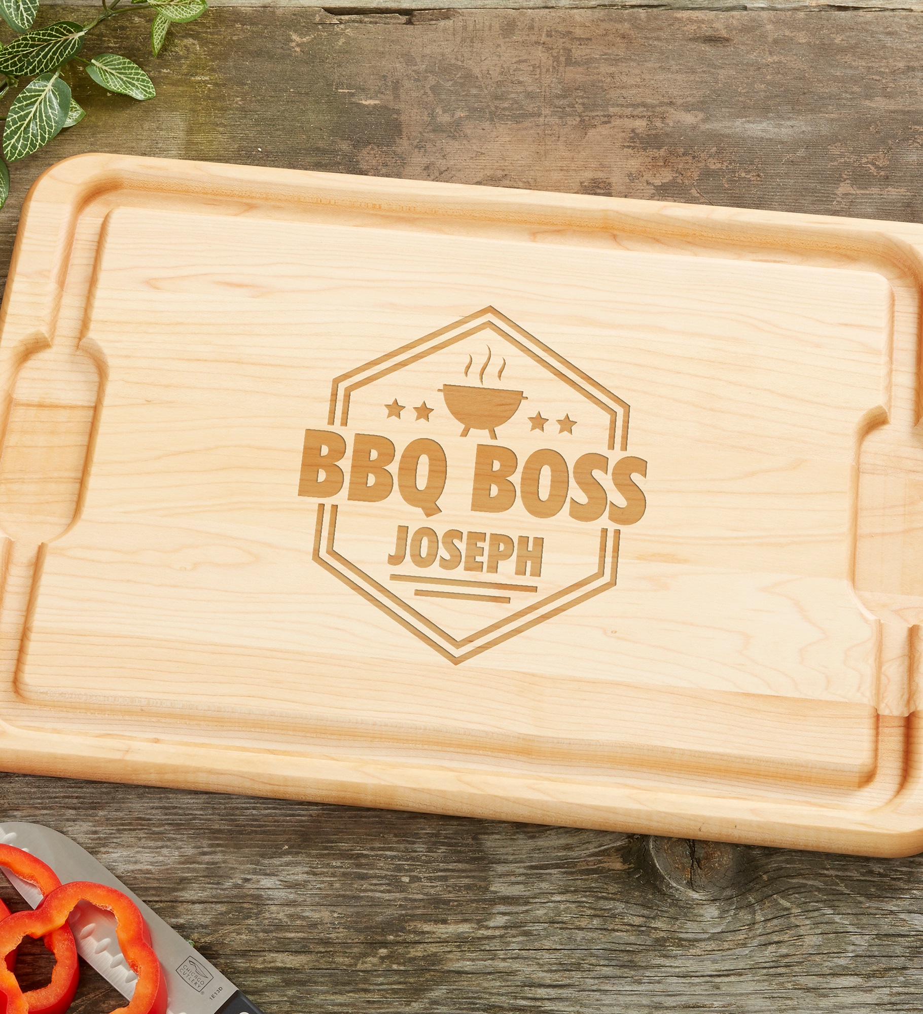 BBQ Boss Personalized Hardwood Cutting Board