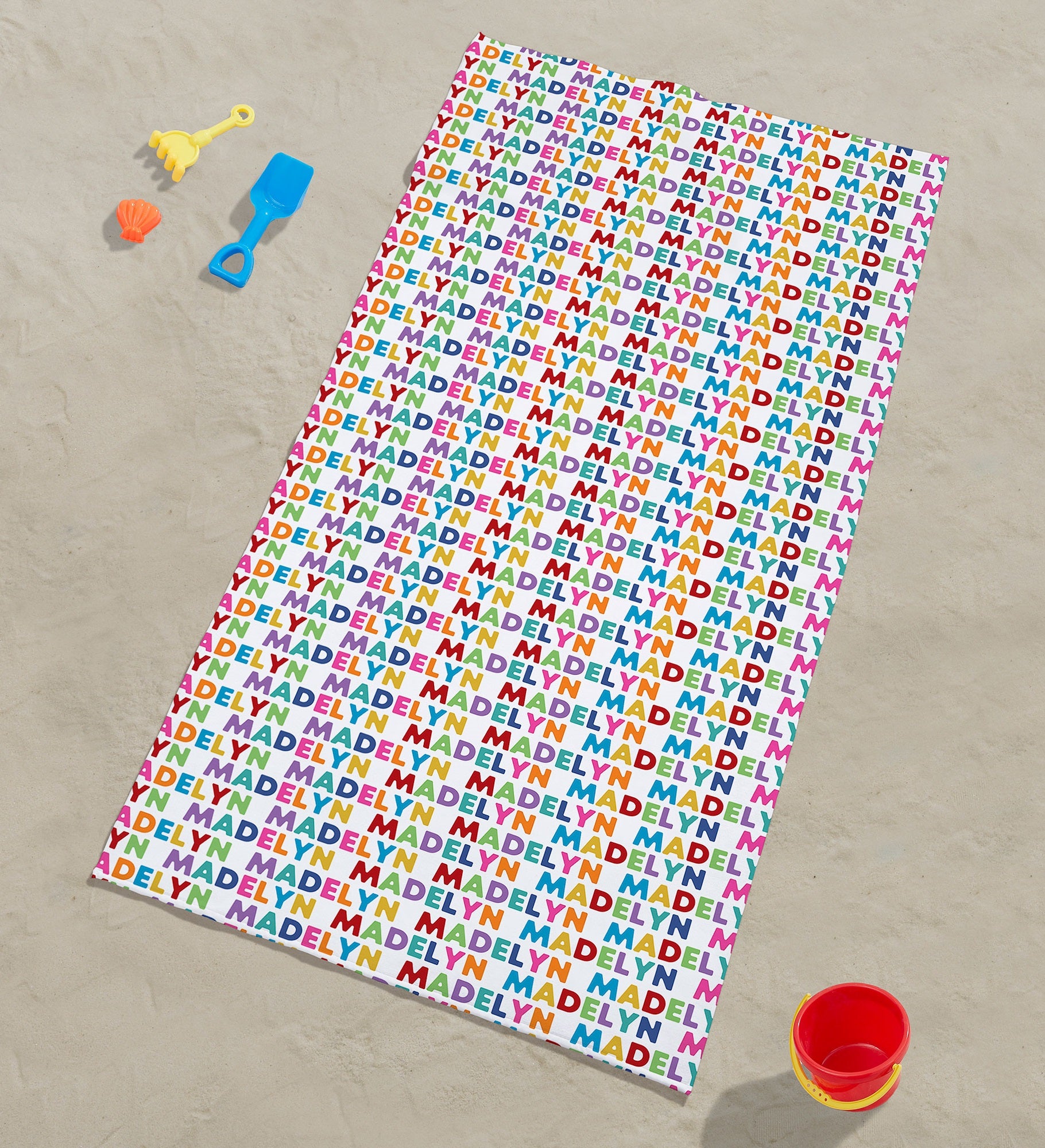 Vibrant Name for Her Personalized Beach Towel