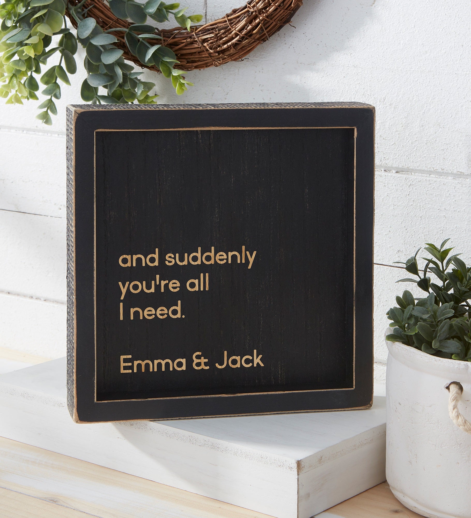 Write Your Own Quote Personalized Distressed Black Wood Frame Wall Art