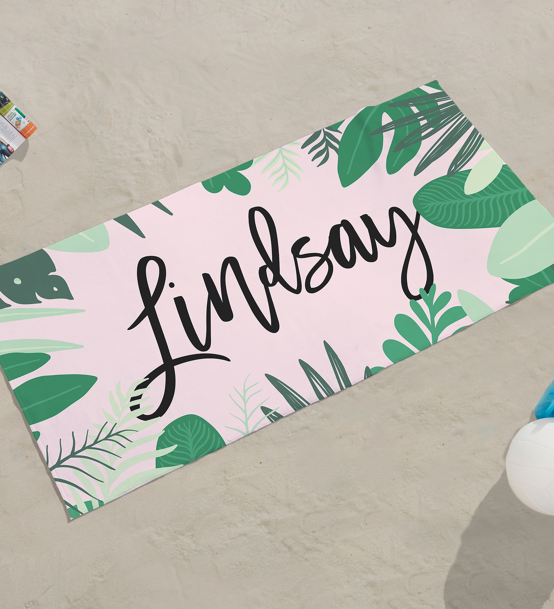 Palm Leaves Personalized Beach Towel