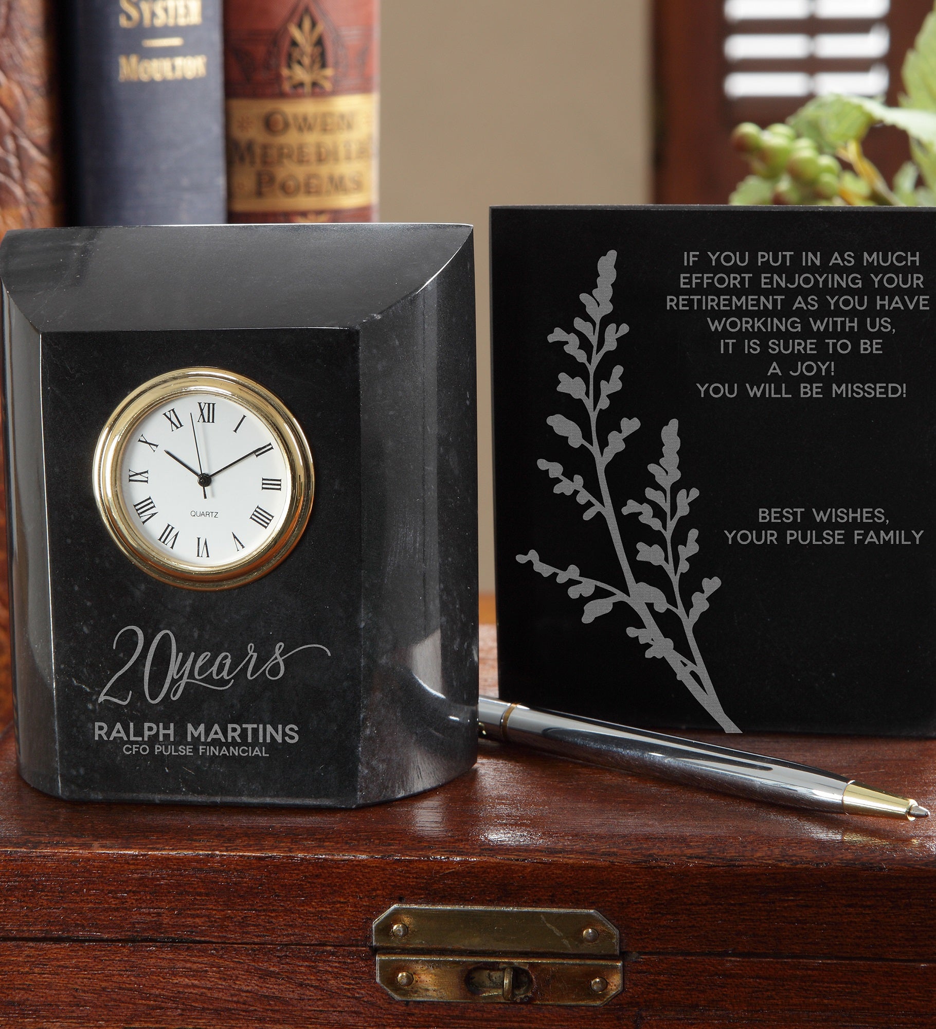 Retirement Personalized Marble Desk Clock