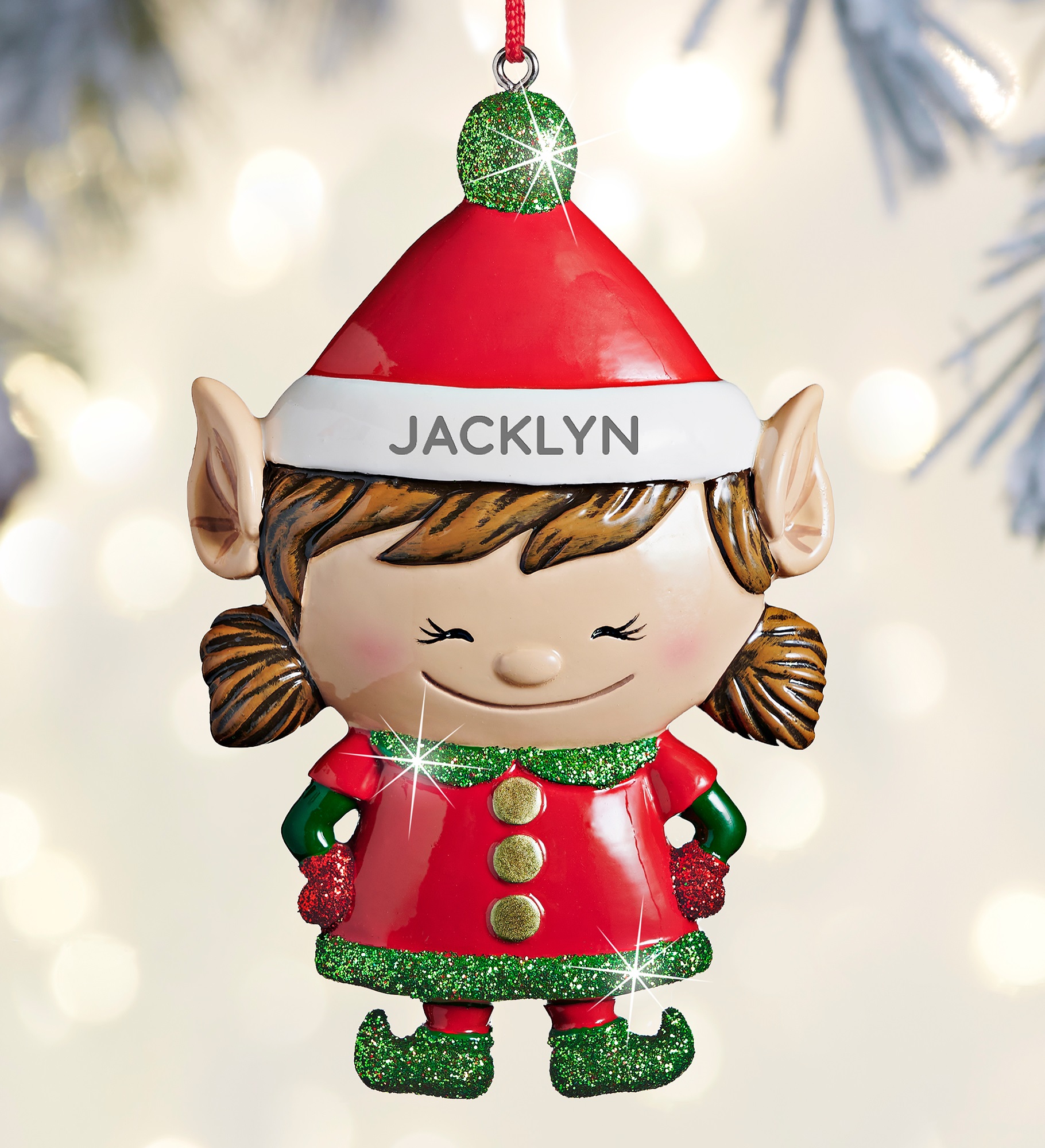 Girl Christmas Elf<sup>©</sup> Personalized Ornament