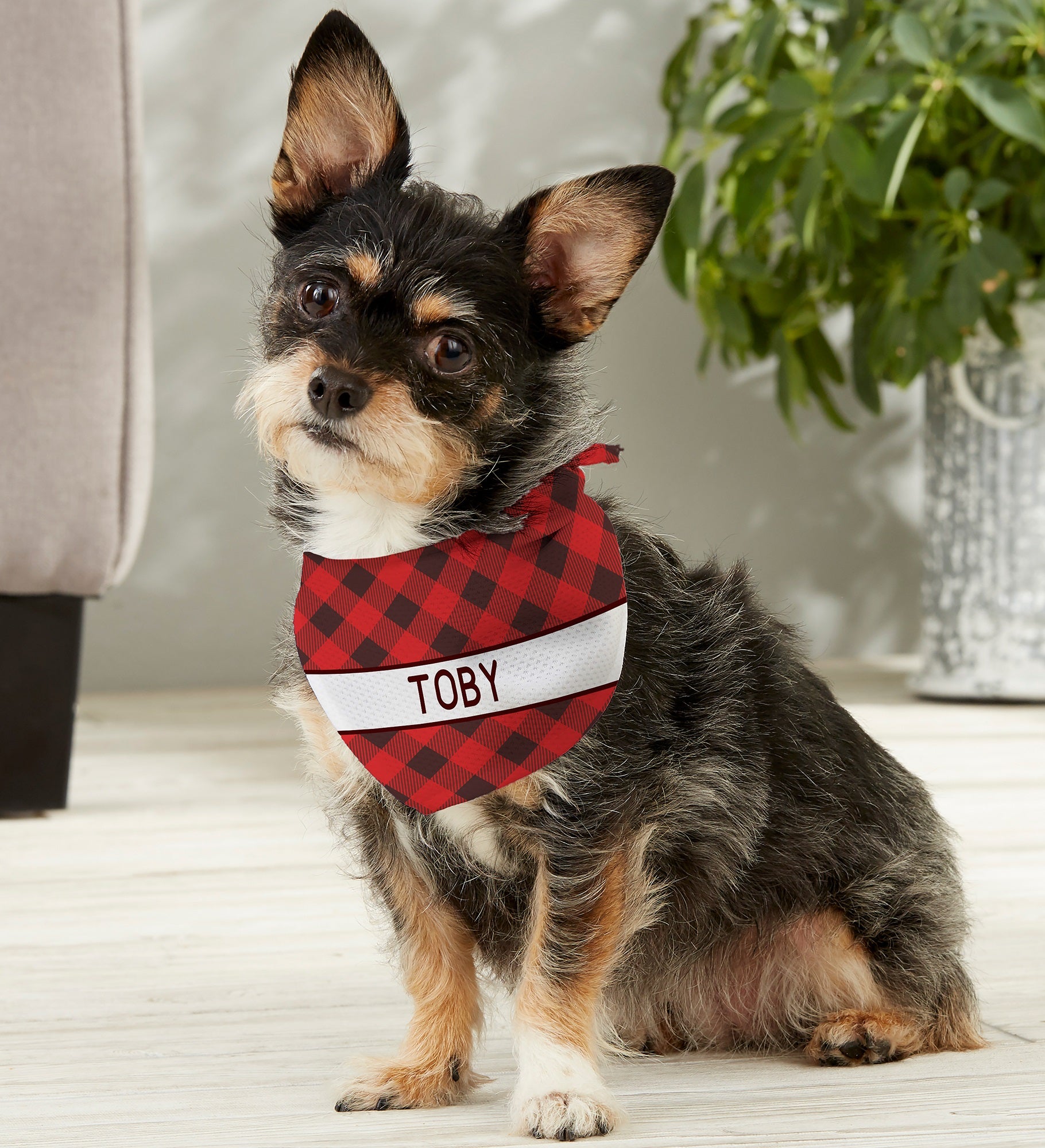 Holiday Plaid Personalized Christmas Dog Bandana