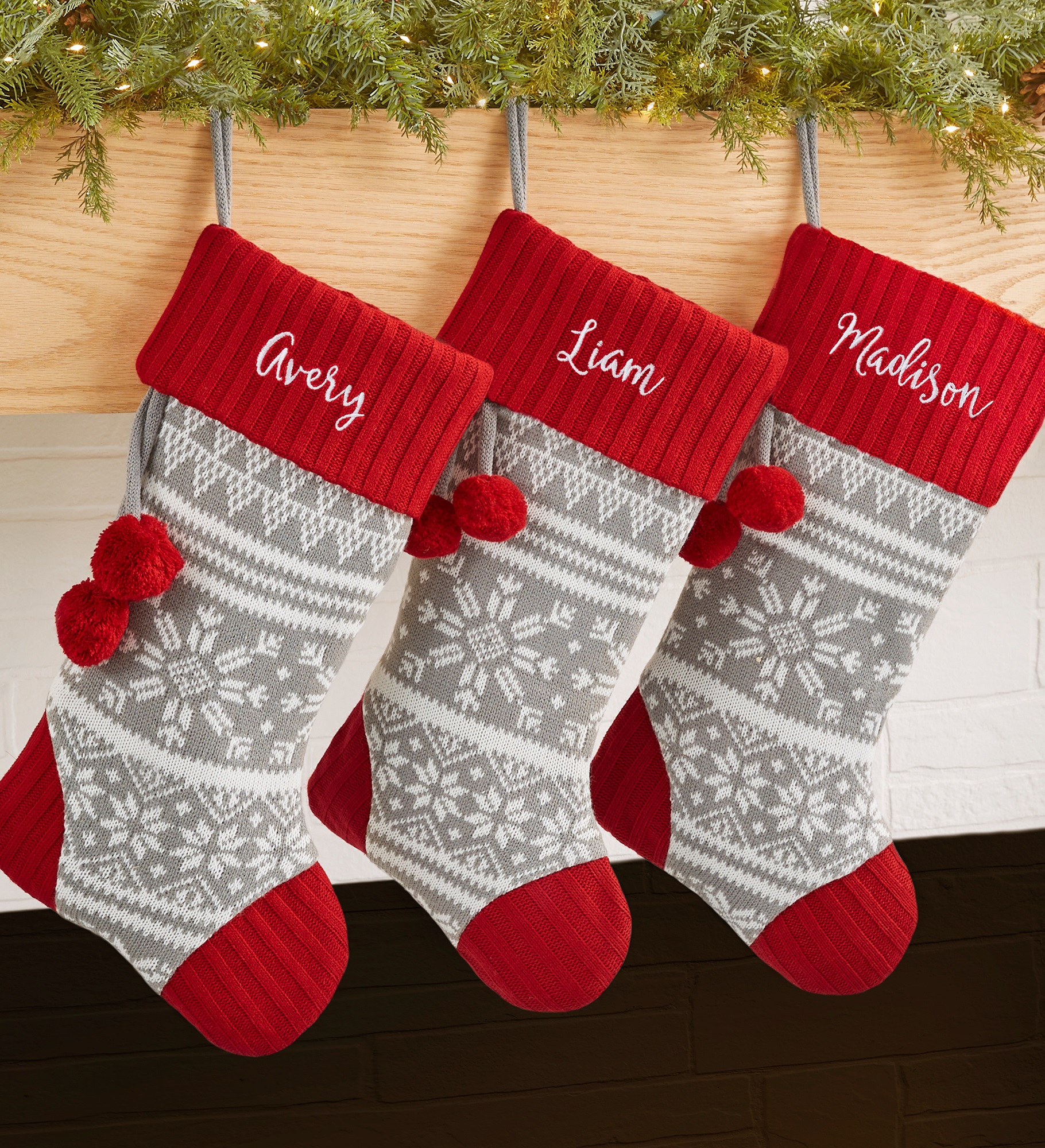 Knit Snowflake Personalized Christmas Stocking