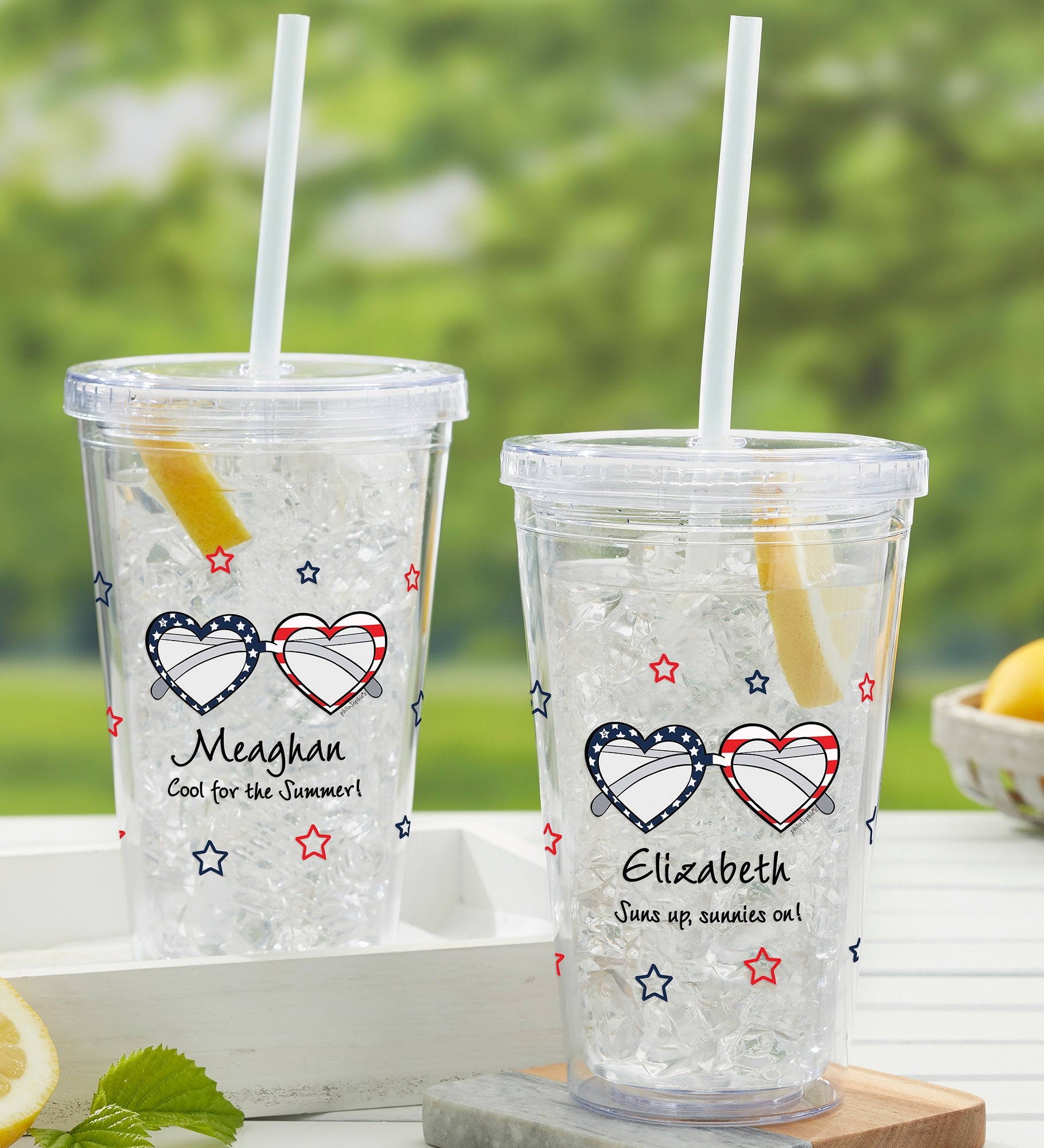 Patriotic Sunnies philo Sophie's®  17 oz. Acrylic Insulated Tumbler