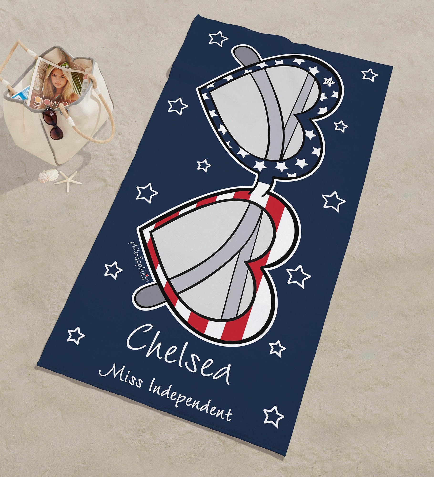 Patriotic Sunnies philoSophie's® Personalized Beach Towel