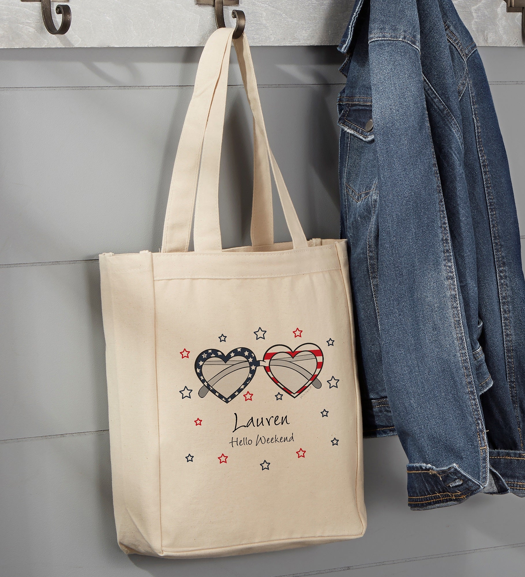 Patriotic Sunnies philoSophie's® Personalized Beach Canvas Tote Bags