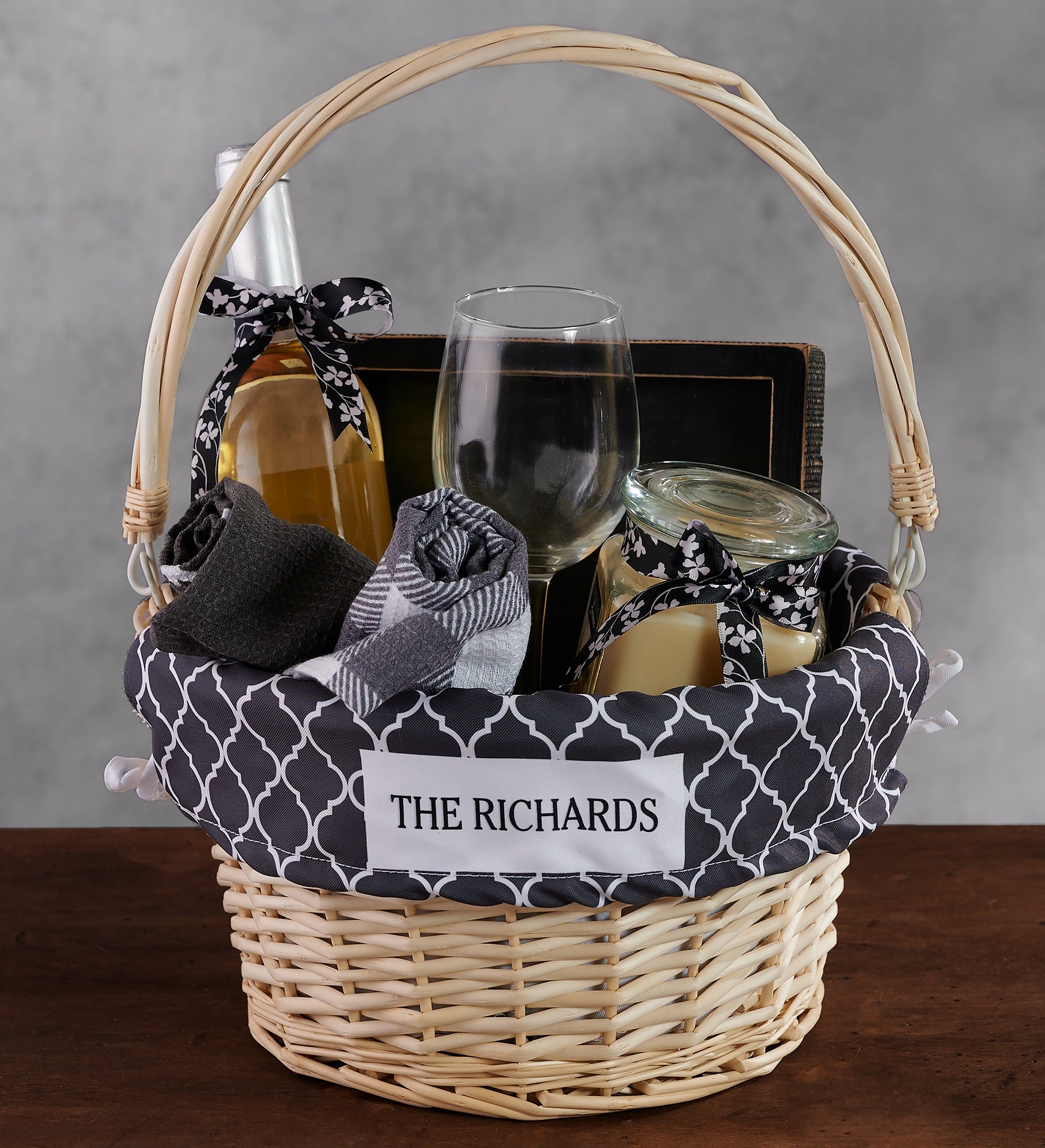 Choose Your Pattern Personalized Gift Basket with Folding Handle