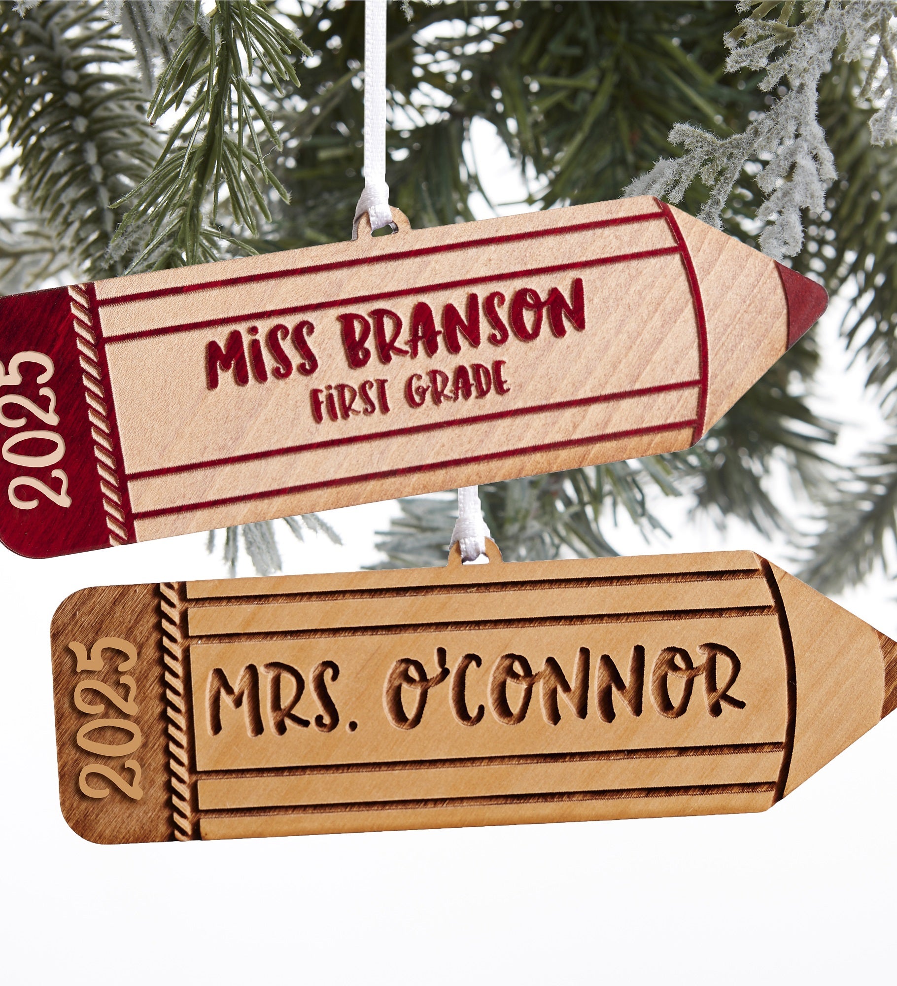 Wood Pencil Personalized Teacher Ornament