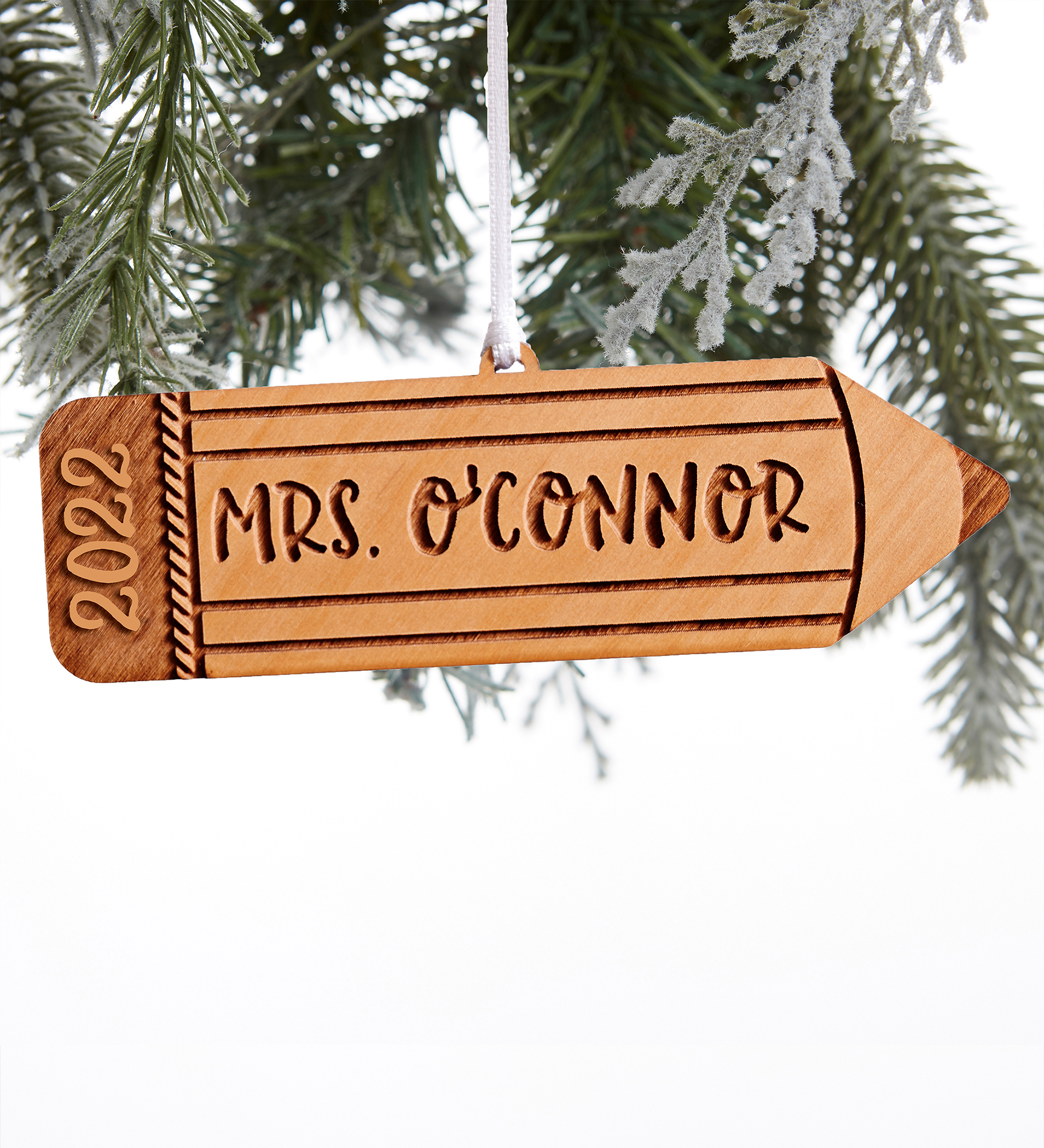 Wood Pencil Personalized Teacher Ornament