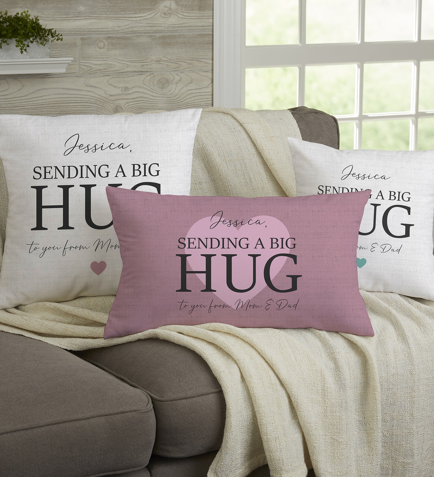 Sending Hugs Personalized Throw Pillows