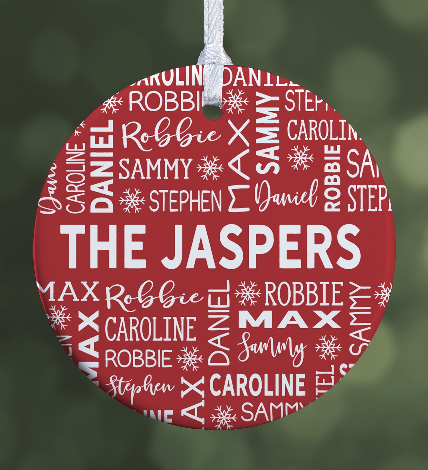 Red & White Family Christmas Personalized Ornament