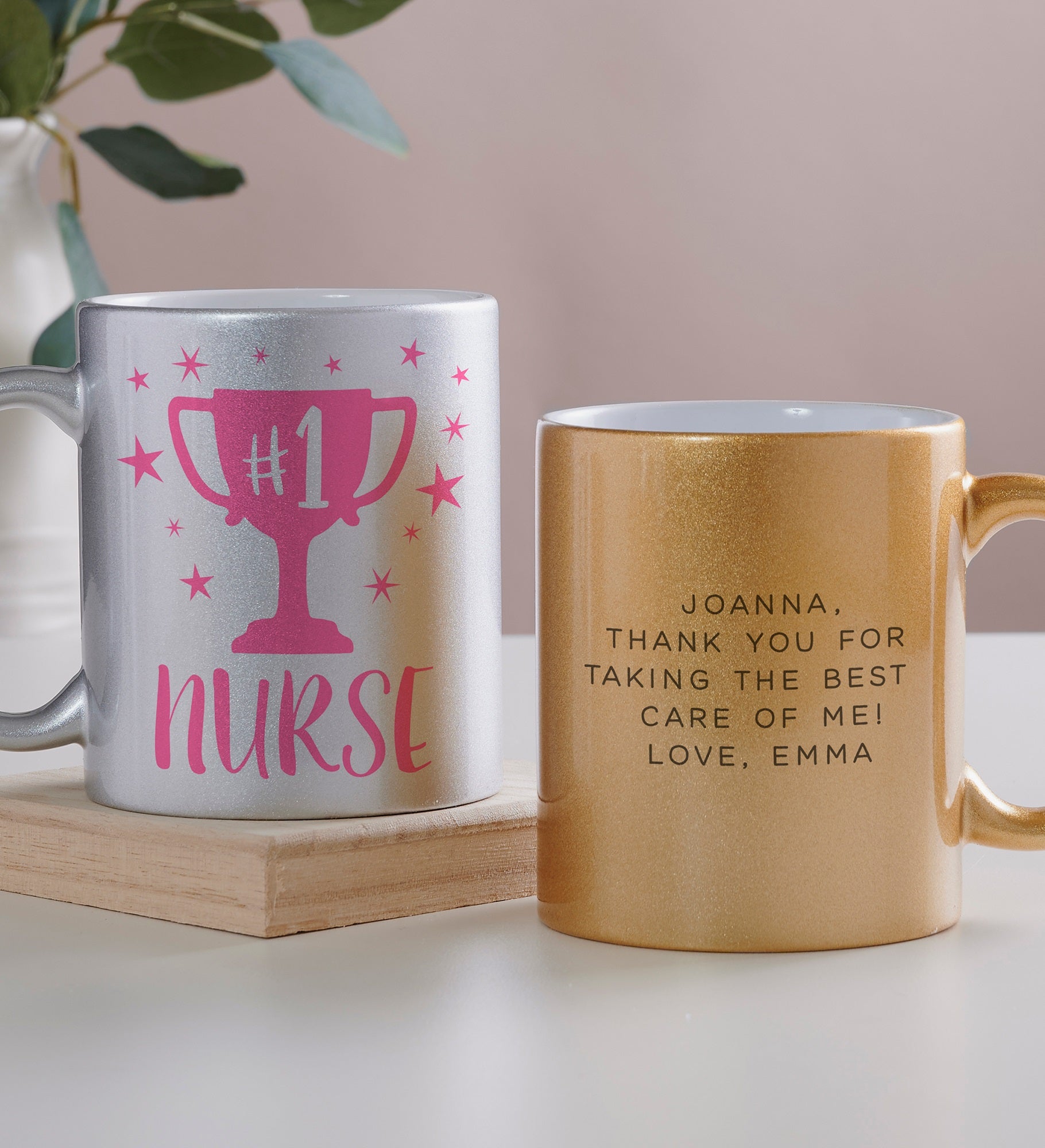 #1 Nurse Trophy Personalized 11 oz. Glitter Coffee Mug