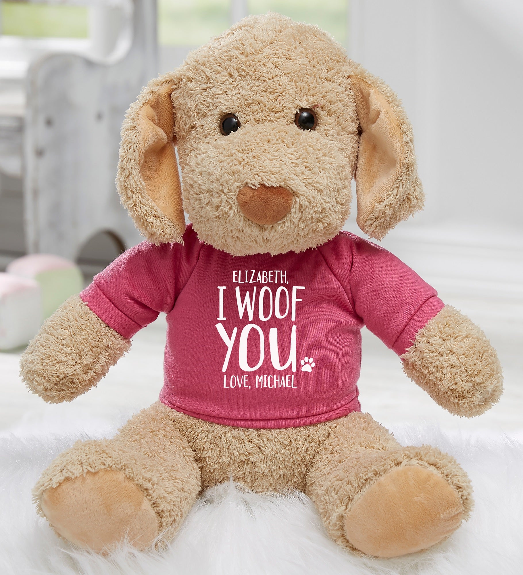 I Woof You Personalized Plush Dog Stuffed Animal