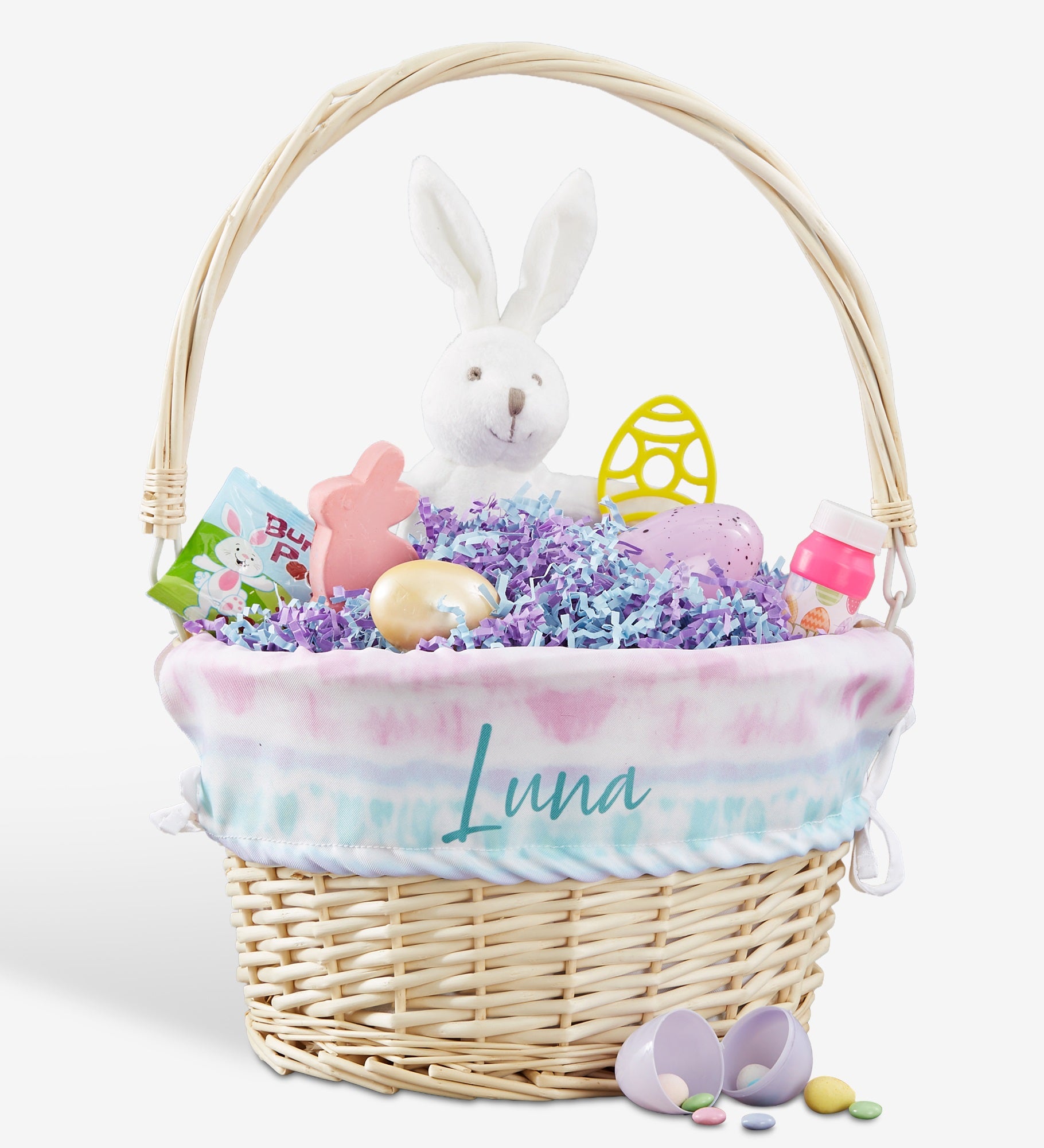 Pastel Tie Dye Personalized Easter Basket with Folding Handle