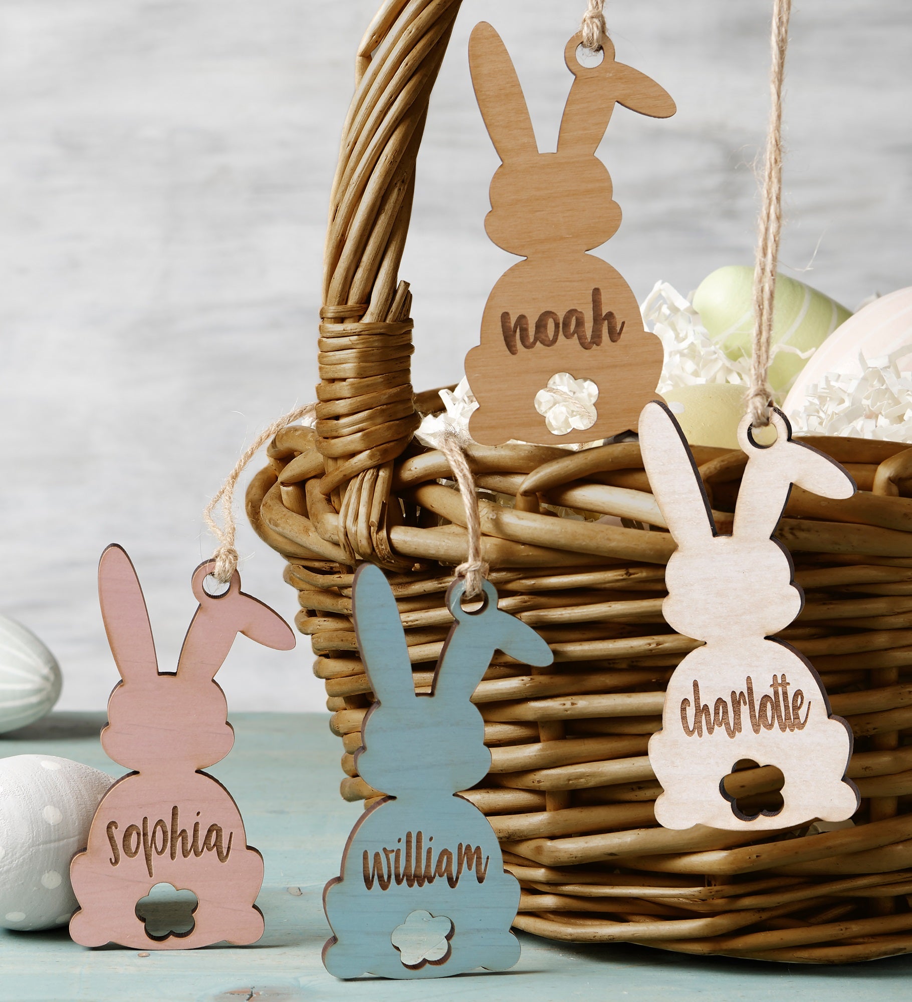 Easter Bunny Personalized Wooden Easter Basket Tags