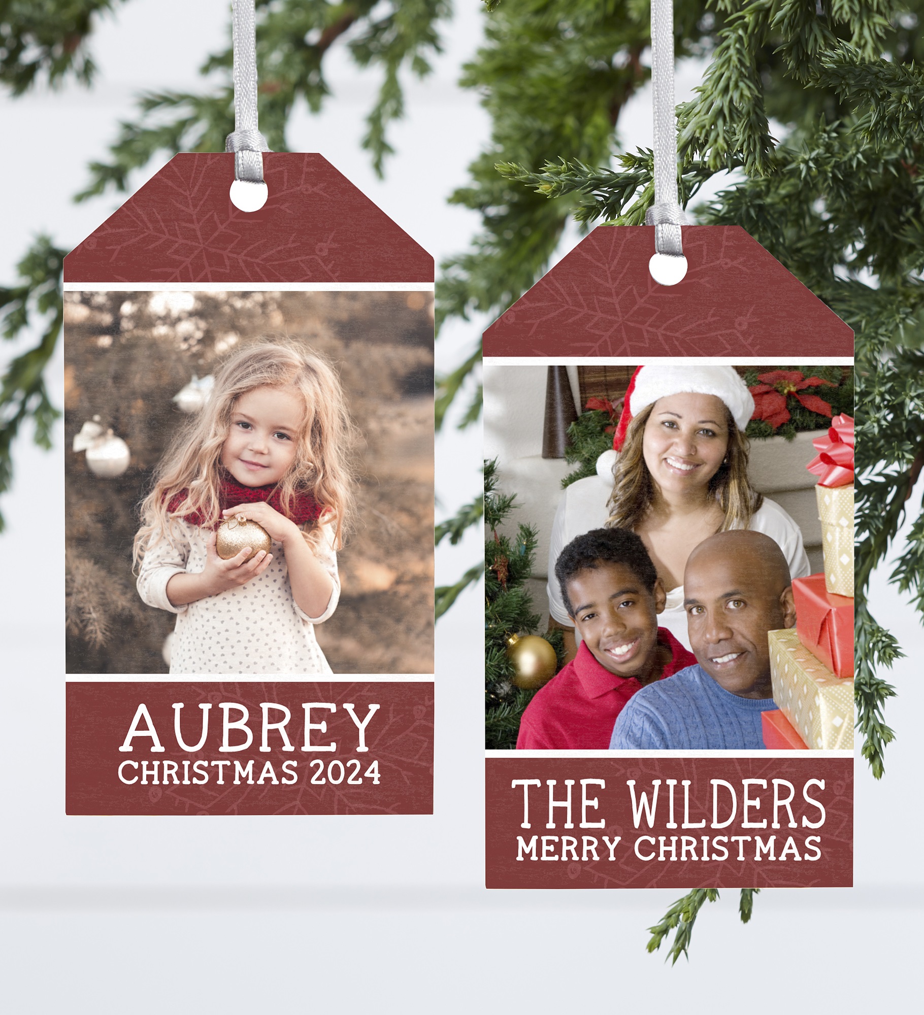 Personalized Photo Wood Tag Ornament