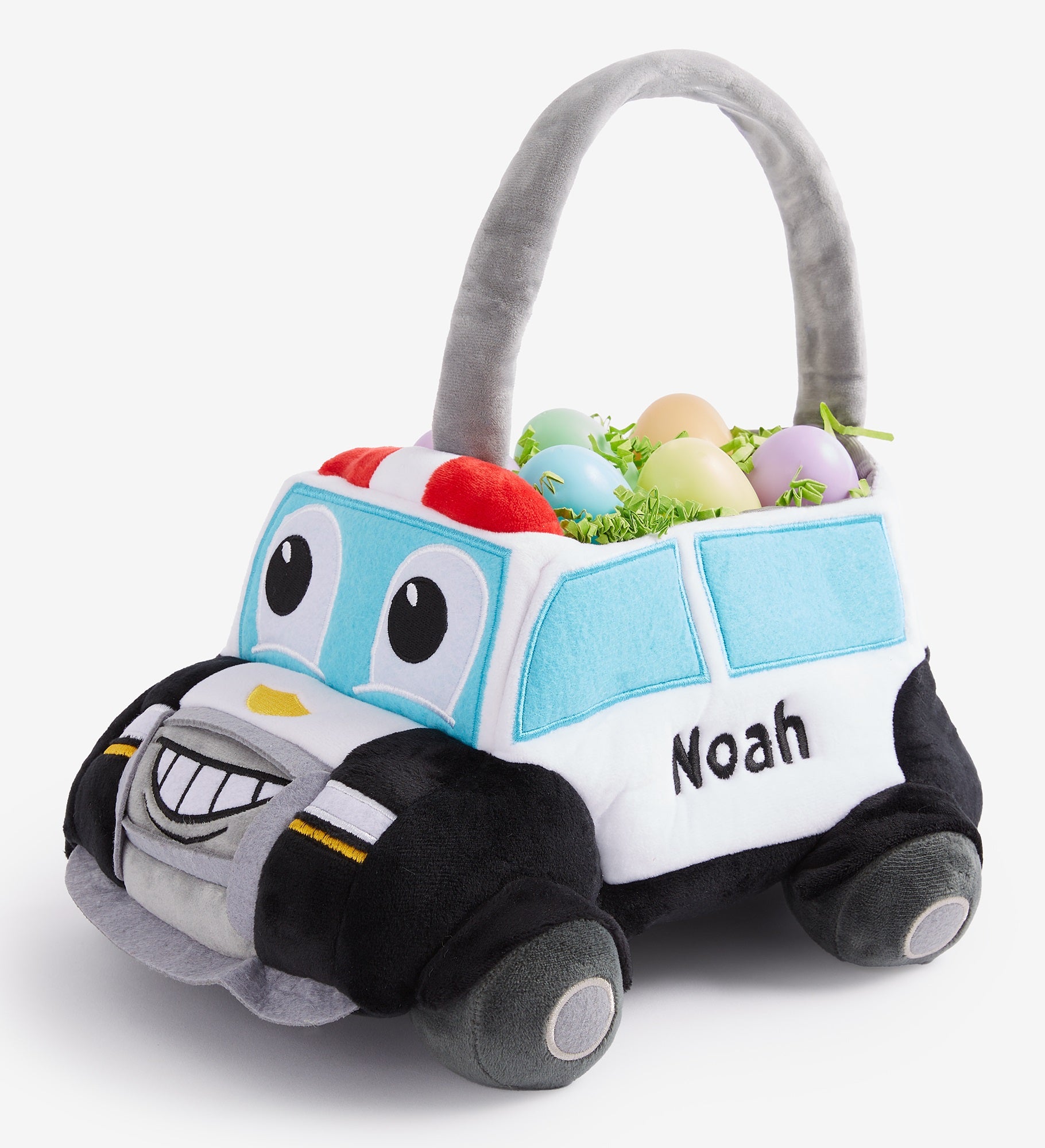Police Car Embroidered Plush Easter Basket