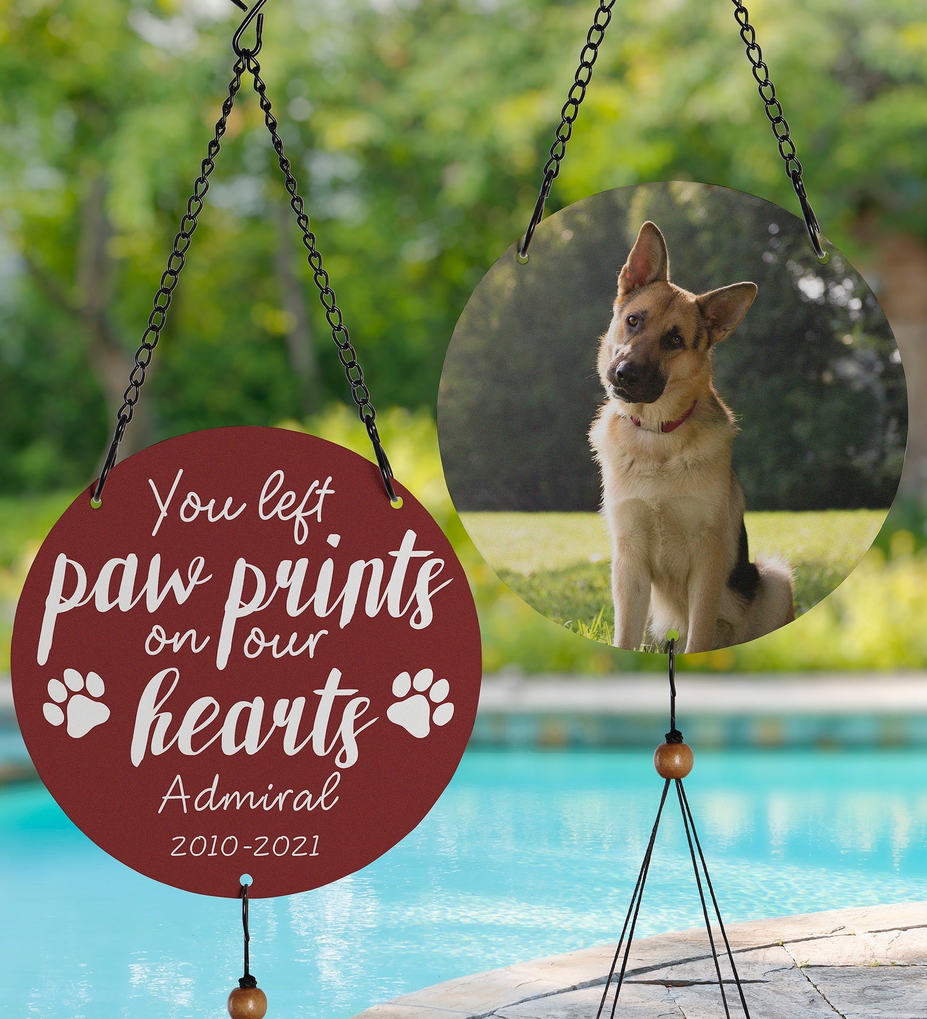 Paw Prints On My Heart Personalized Memorial Photo Wind Chimes
