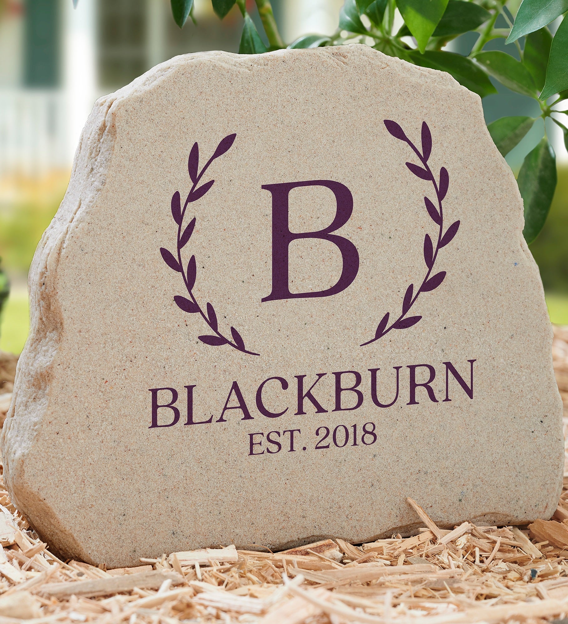 Laurel Initial Personalized Standing Garden Stone