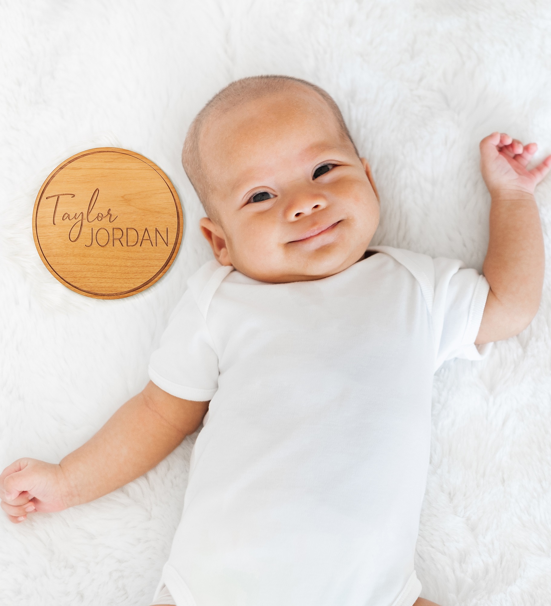 Baby Name Personalized Wooden Circle Sign