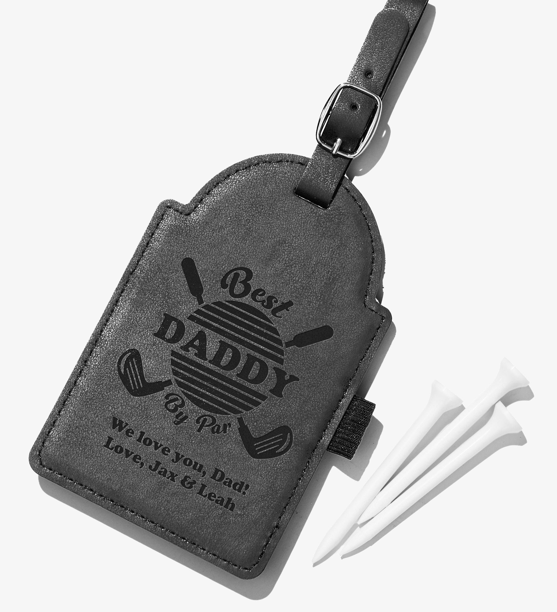 Best Dad By Par Personalized Leatherette Golf Bag Tag